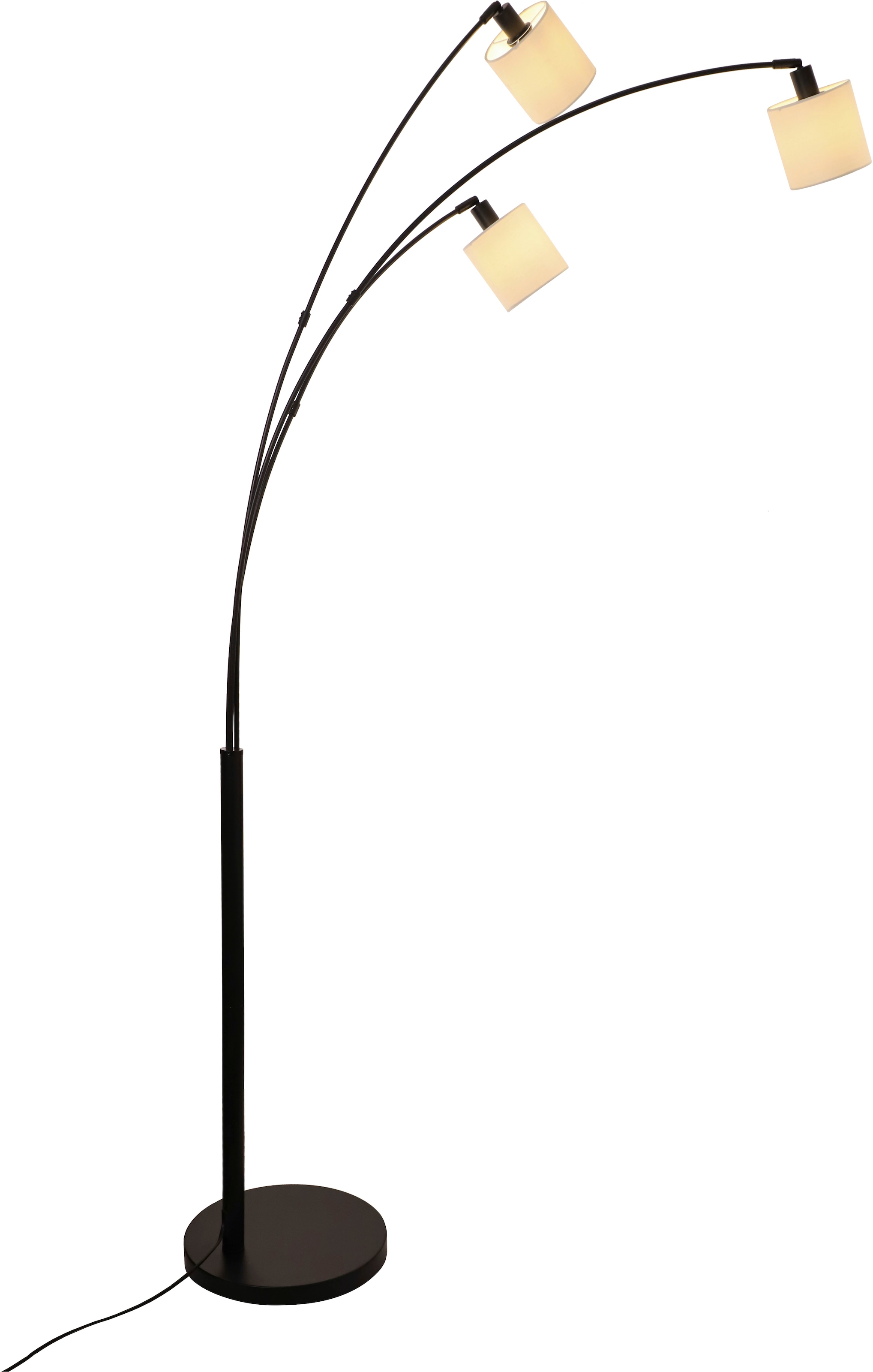 OTTO home Stehlampe »Avveline« E14 1 Stk. Stehlampe, 3-flammig mit Leinenschirm, 148 cm hoch, Bogenlampe