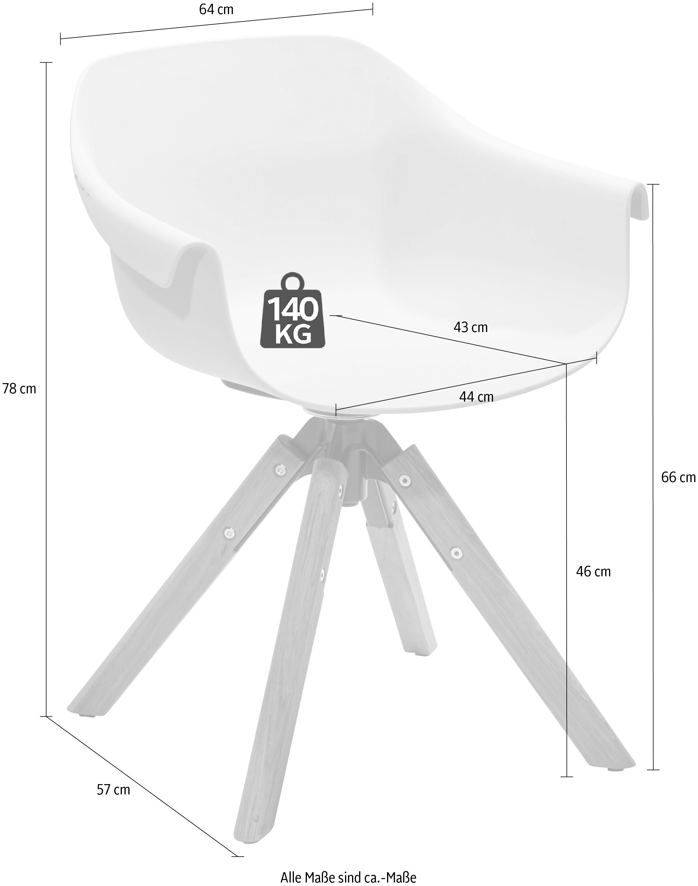 Musterring 4-Fußstuhl »Freilicht Schalenstuhl« () 2 Stk.Drehbar und in 4 Farben erhältlich für flexible Sitzmomente