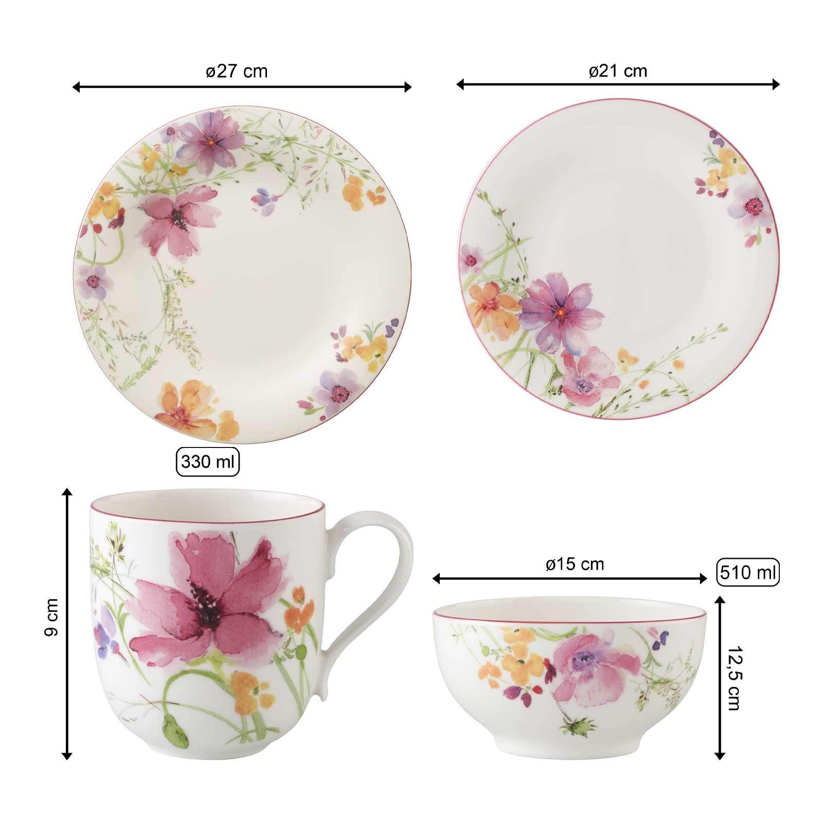 Villeroy & Boch Geschirr-Set »Starter-Set Mariefleur Basic 8er Set bunt« Spülmaschinengeeignet, Mikrowellenfest