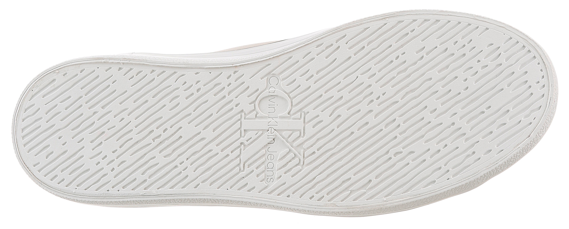 Calvin Klein Jeans Sneaker »BOLD VULC FLATF LOW LTH IN«, Halbschuh, Schnürschuh, Freizeitschuh mit CK-Logo an der Ferse