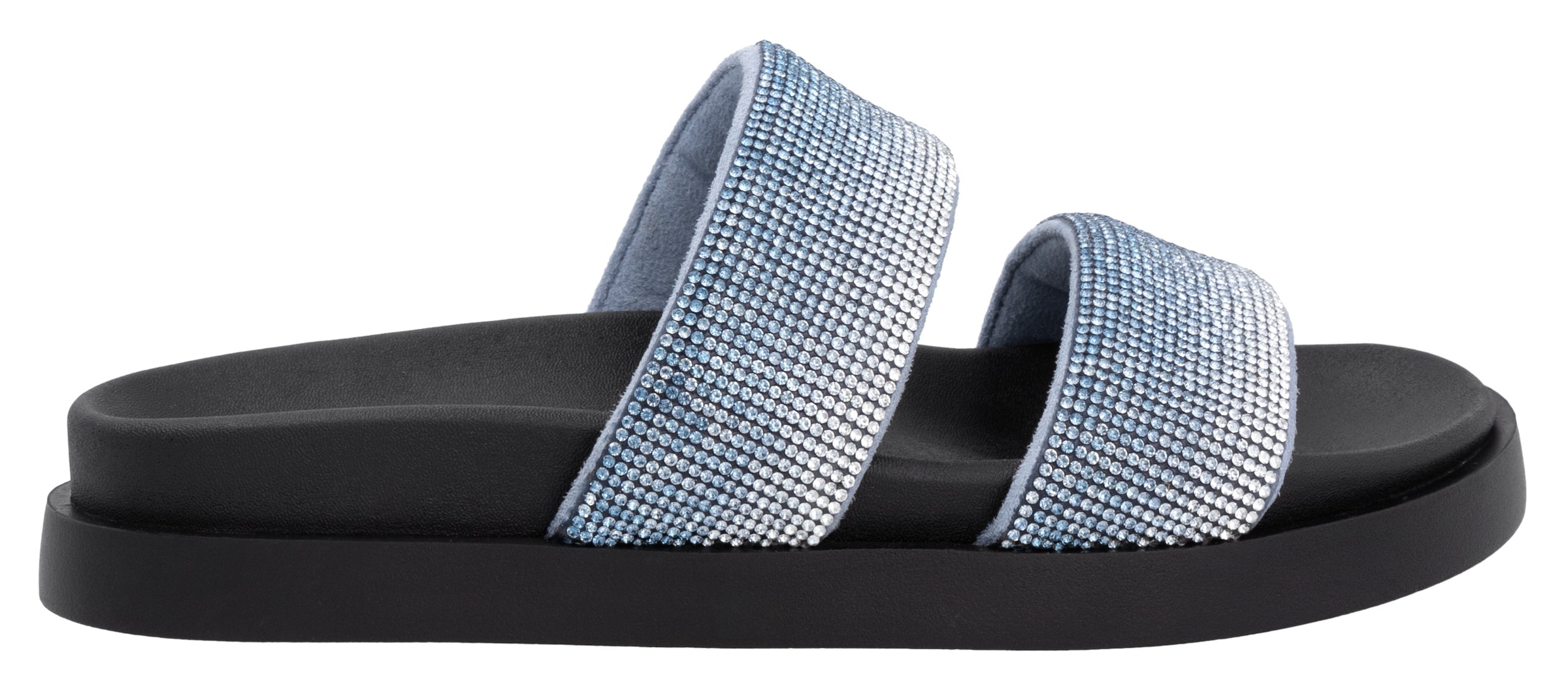 RIEKER Sport Pantolette, Sommerschuh, Strandschuh, Schlappen, Poolslides im Glitzer-Look