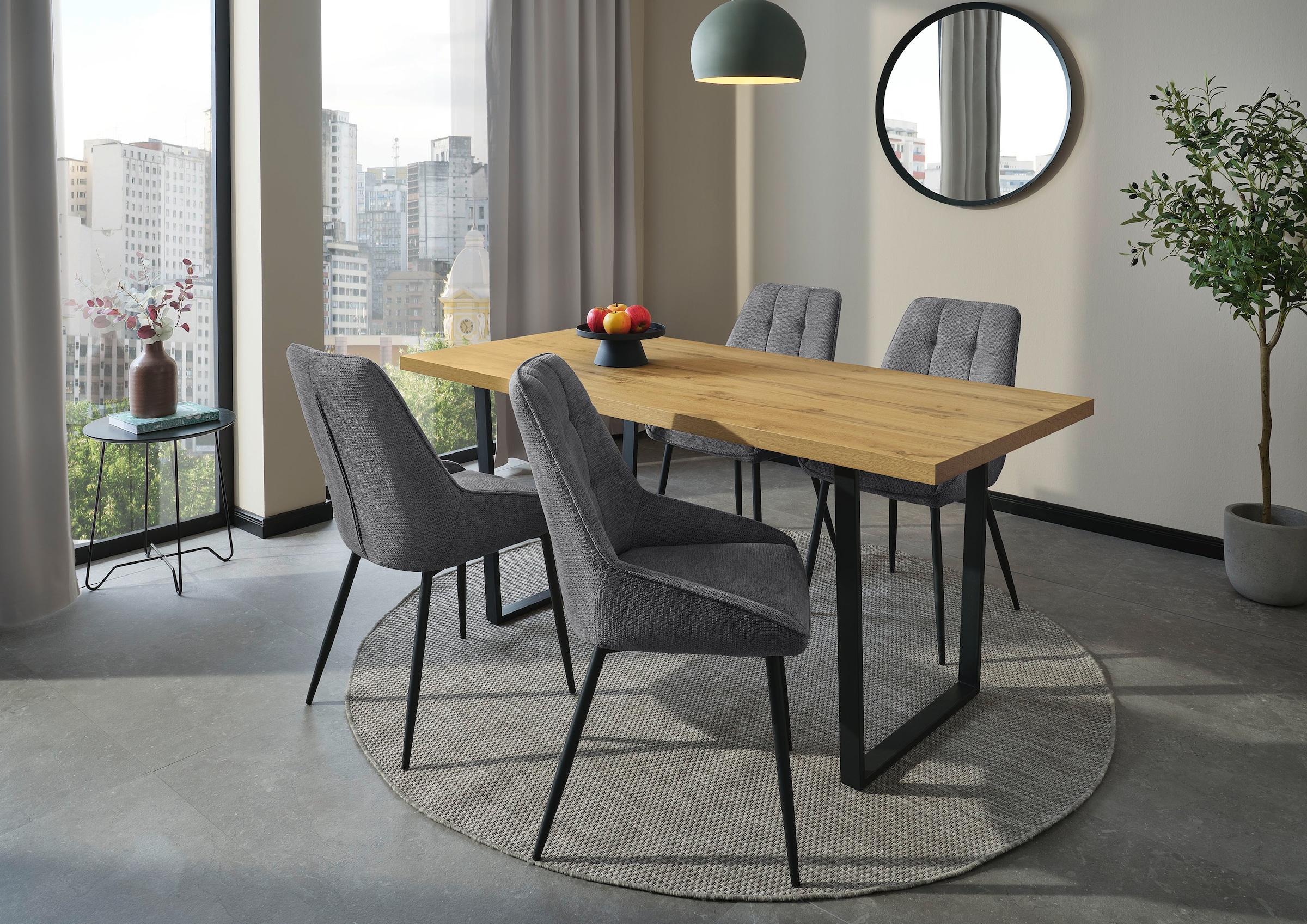 Jockenhöfer Gruppe »ROGER« (Set) 4 Stk.4-Fuss Stuhl, Webstoff, Schalenoptik