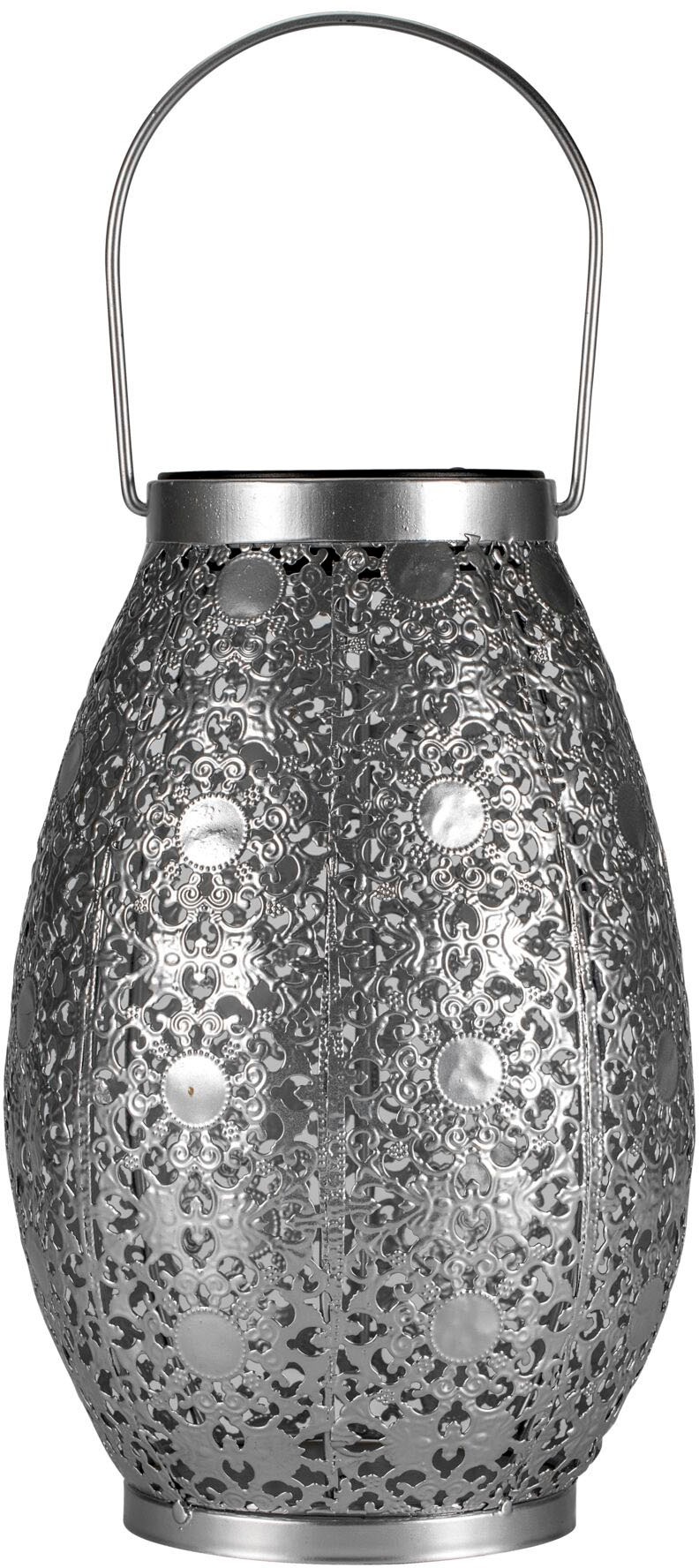 Pauleen LED Laterne »Sunshine Tempation klein Solarlaterne Silber/Metall« 1 Stk. Warmweiß Solar in silberfarben, Größe Ø 15 cm Höhe: 23,5 cm