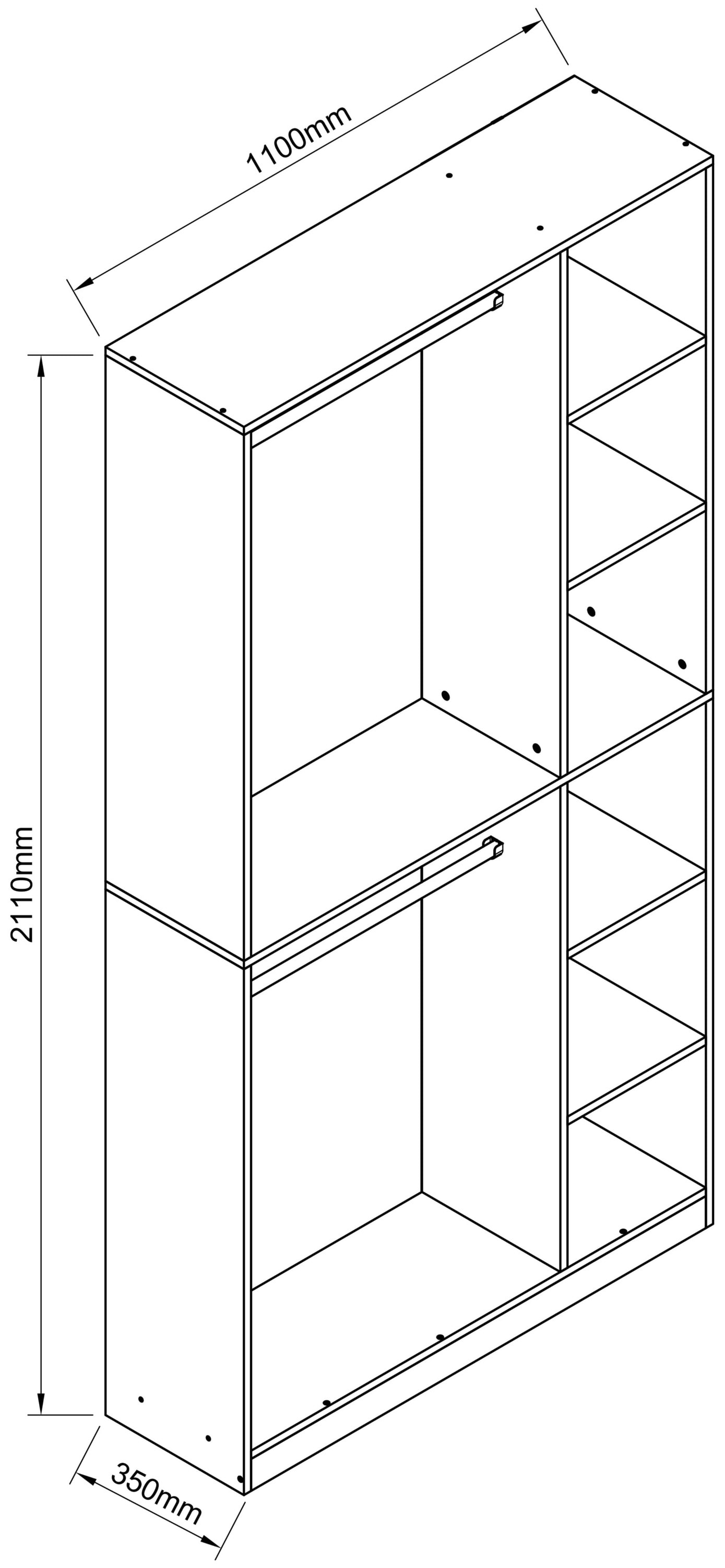 VCM Kleiderschrank »VCM Holz Kleiderschrank | offener Schrank |begehbarer |Kleiderregal |Maße ca B. 110 x H. 211 x T. 35 cm - Palosa XL«, (1 St.)
