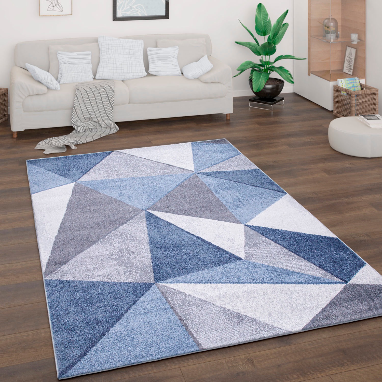 Paco Home Teppich »Bari 874«, rechteckig, 13 mm Höhe, Kurzflor, modernes geometrisches Design, Used-Look