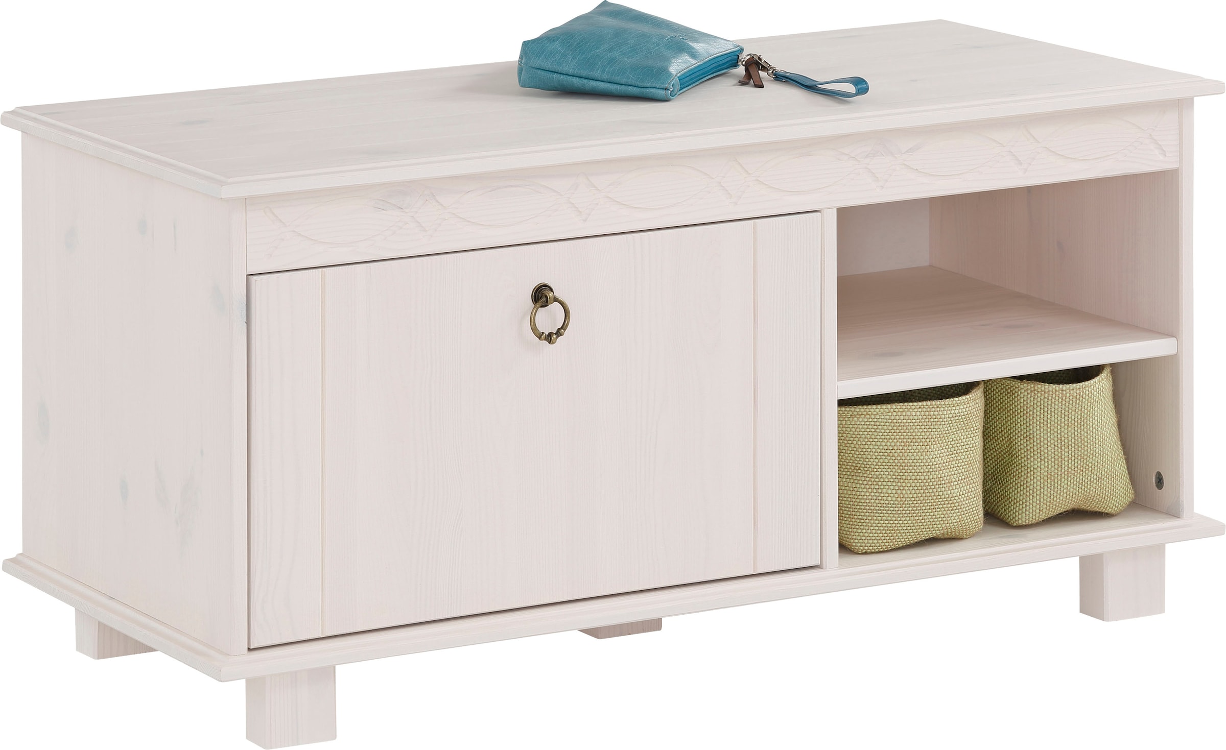 Home affaire Schuhbank »Indra«, aus massiver Kiefer, FSC®, Breite 90 cm, dezentes Ornament