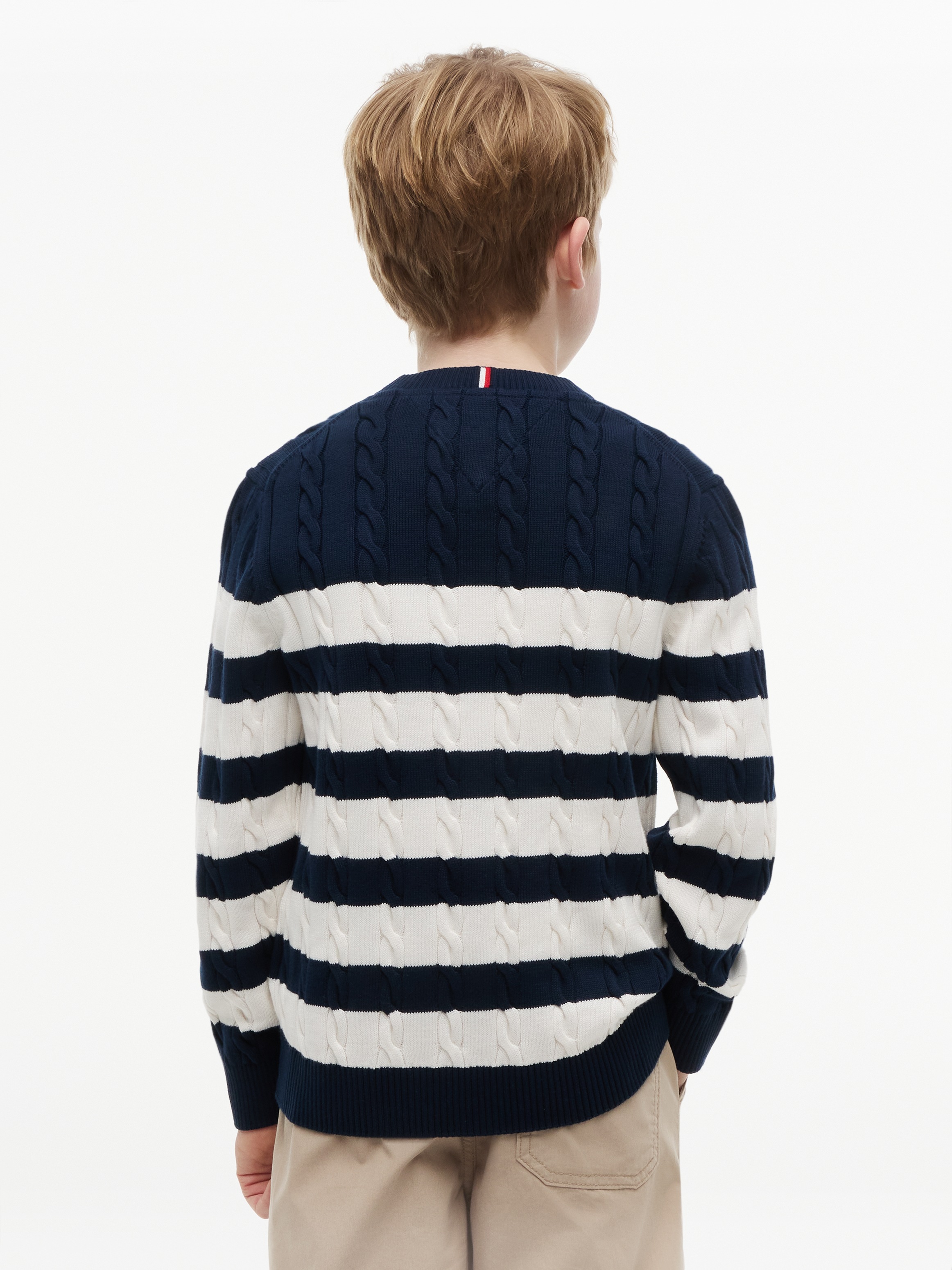 Tommy Hilfiger Strickpullover »COTTON CABLE SWEATER« Rundhalsausschnitt, Regular Fit, Kinder bis 16 Jahre