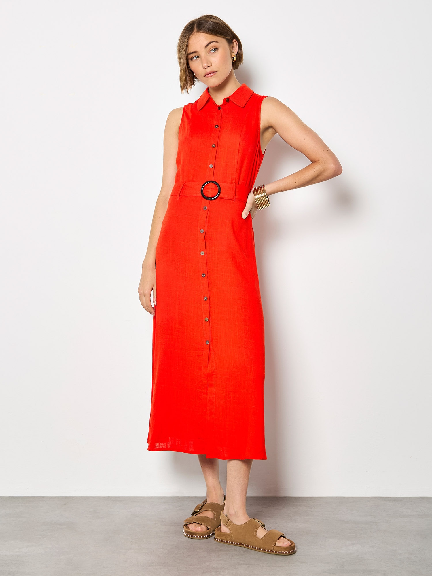 Apricot Midikleid »Midikleid« mit Stoffgürtel, 2 tlg. mit Gürtel