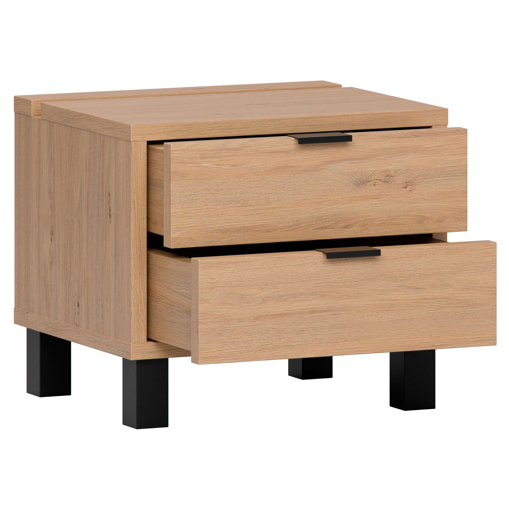 VOX Nachttisch »SIMPLE, obere Schublade mit Beleuchtung, 2 Schubladen, Metallgriffe« B/T/H: 45/38/39 cm,  Nachtschrank in 3 Farben erhältlich, Metallgriffe