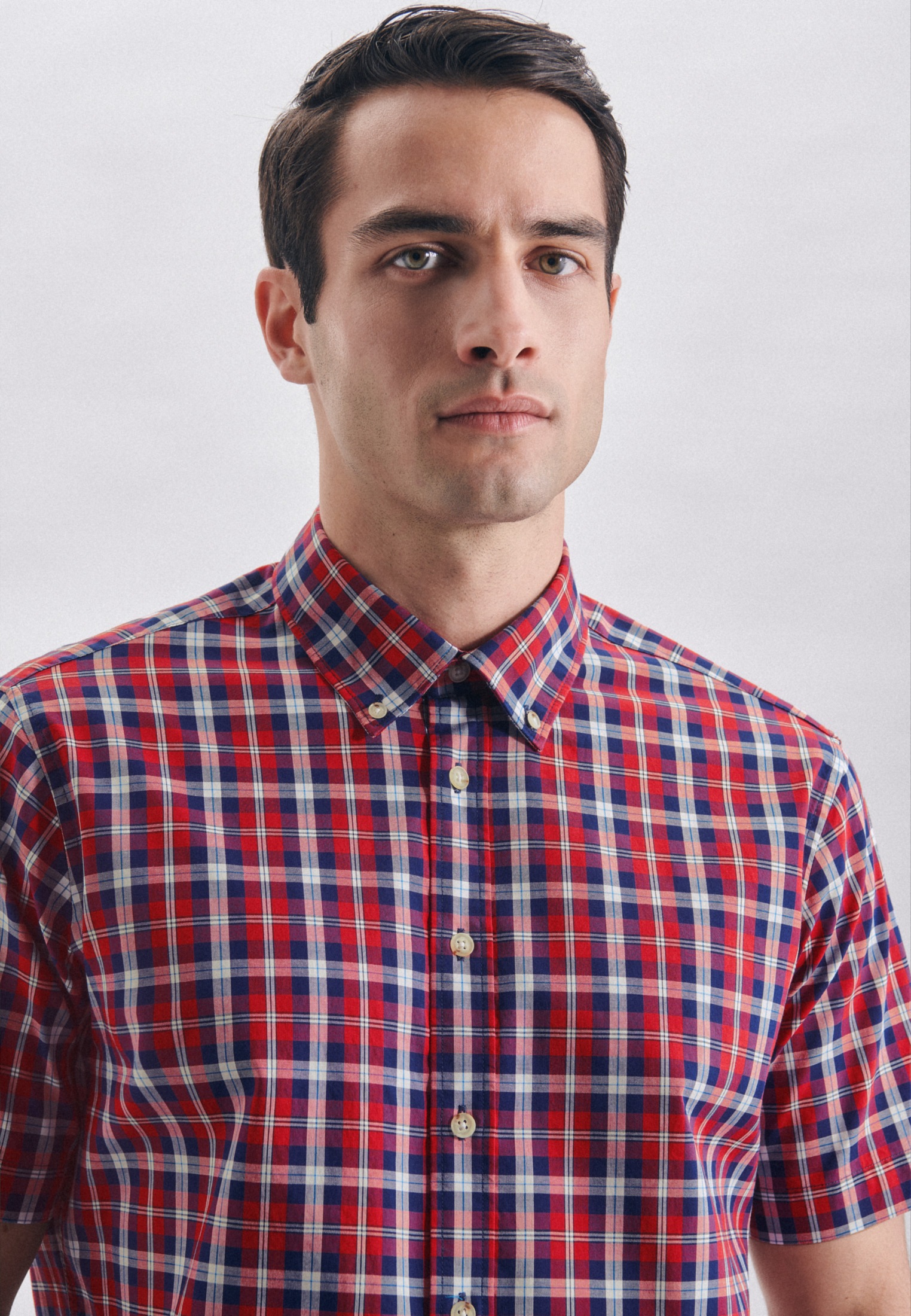 seidensticker Businesshemd »Schwarze Rose«, Regular Kurzarm Button-Down-Kragen Karo
