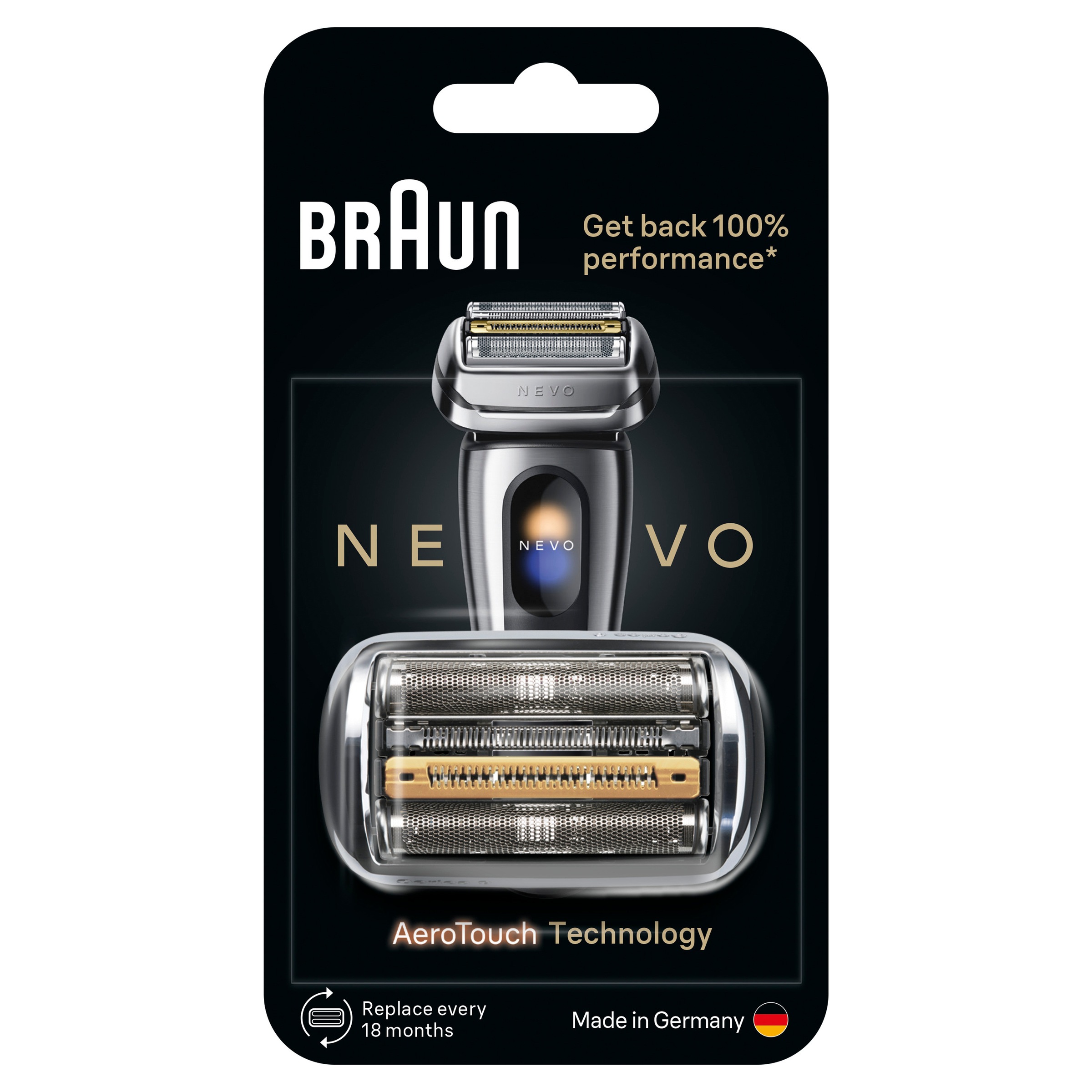 Braun Ersatzscherkopf »NEVO Silver« 100% Leistung, Kompatibel mit NEVO Rasierern, Silber