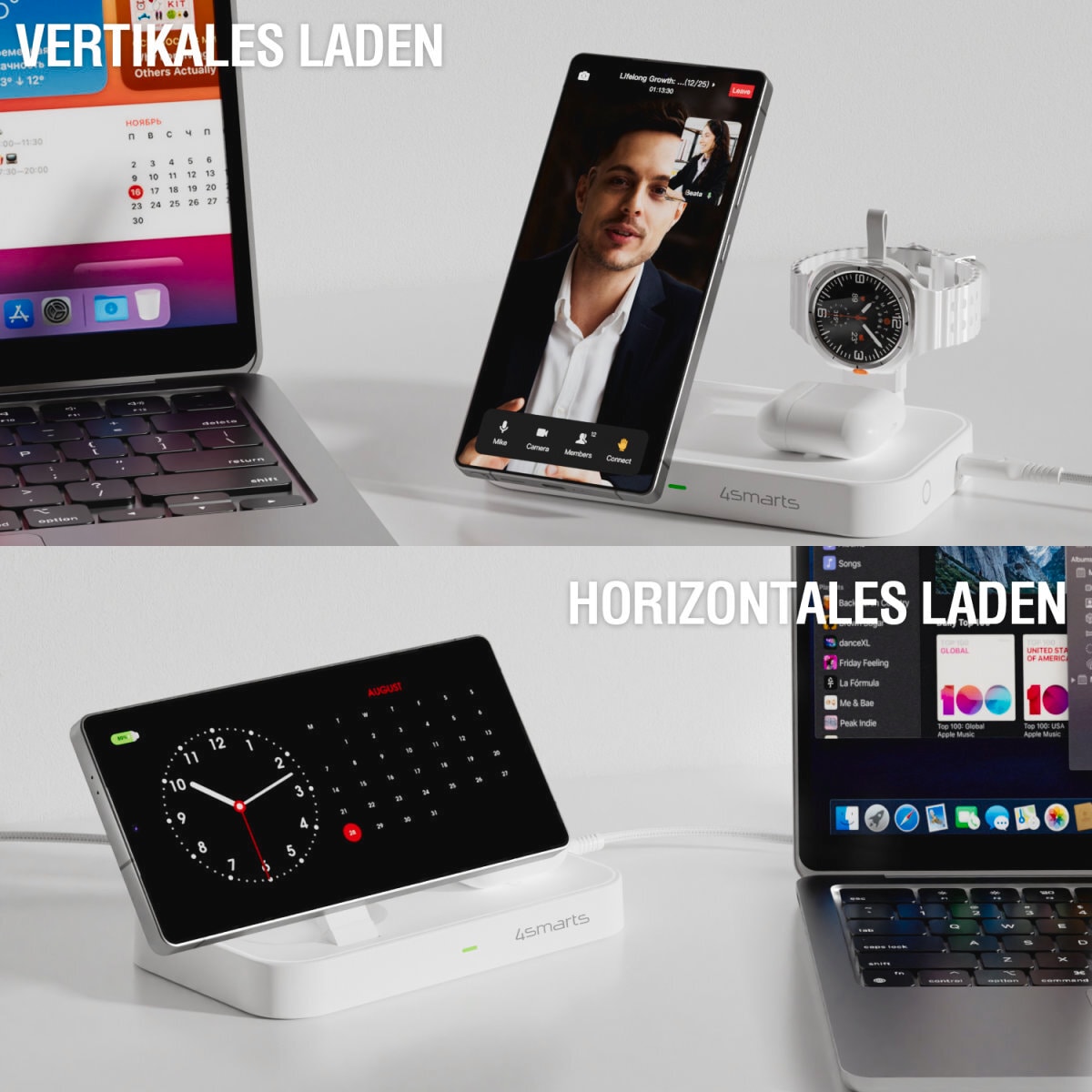 4smarts Ladestation »Qi2 Ladestation Trident mit Charger für Samsung Watch«