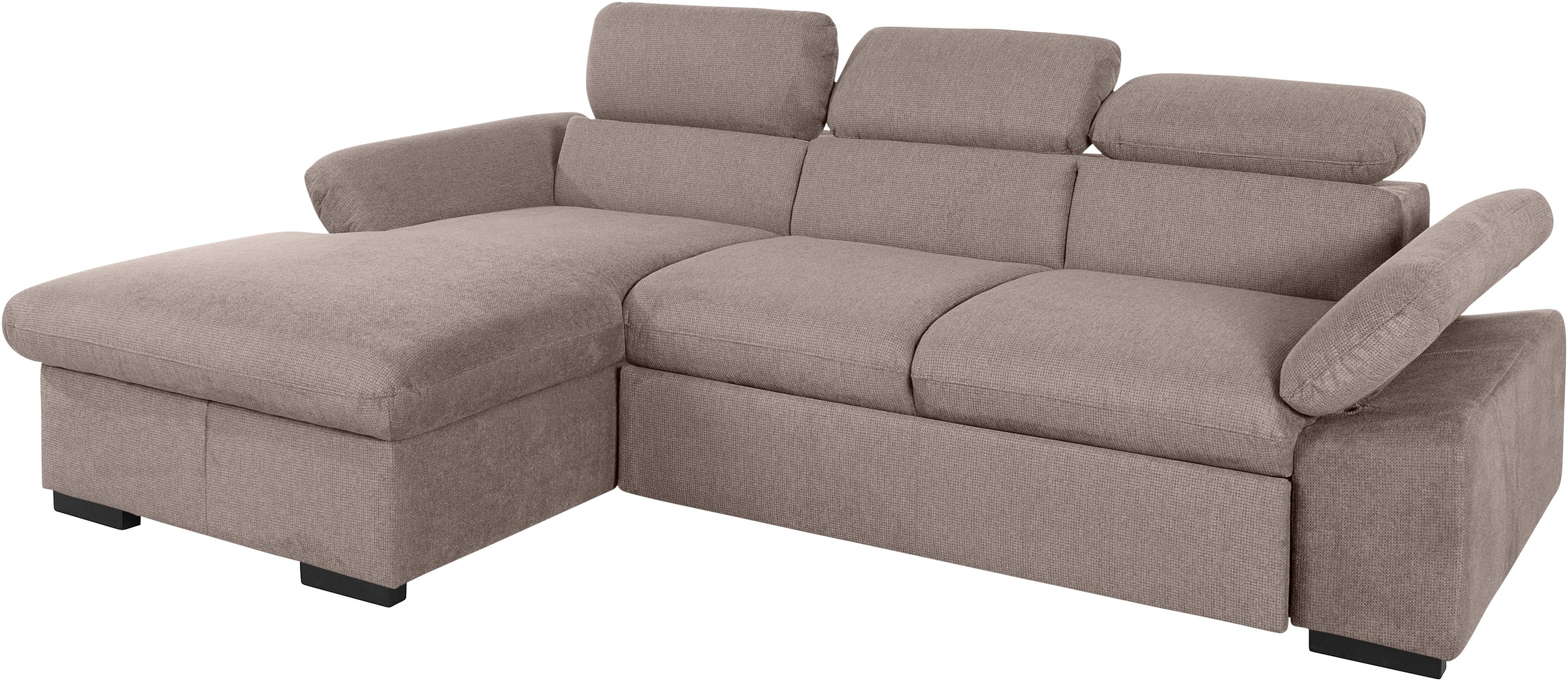 COTTA Ecksofa »Lola L-Form mit Kopfteilfunktion & Hocker«, (Set, mit Hocker), wahlweise mit Bettfunktion, Bettkasten & Armteilverstellung