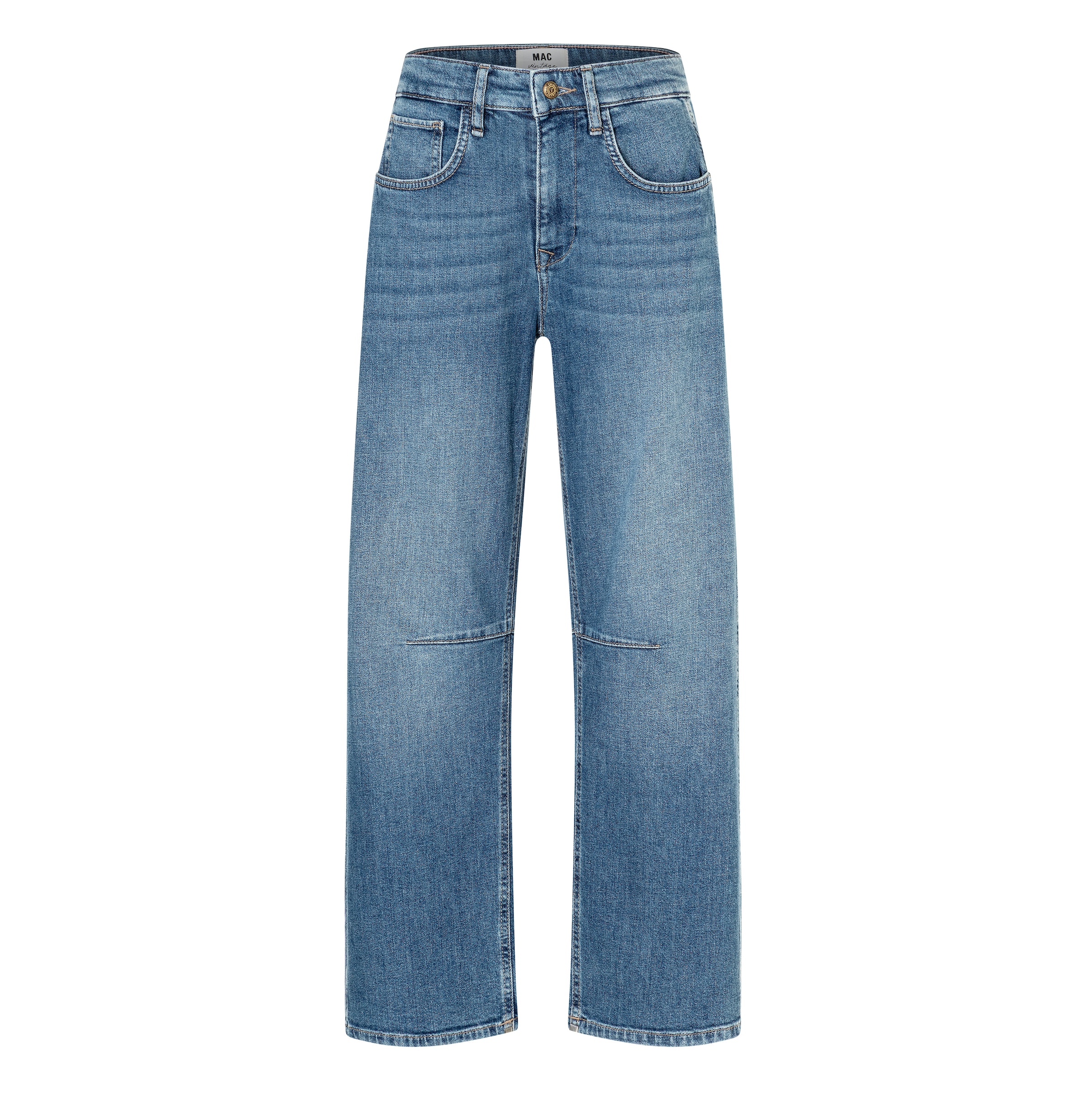 MAC 5-Pocket-Jeans »OHIO Barrel« Barrel Fit, Naht-Detail auf Kniehöhe