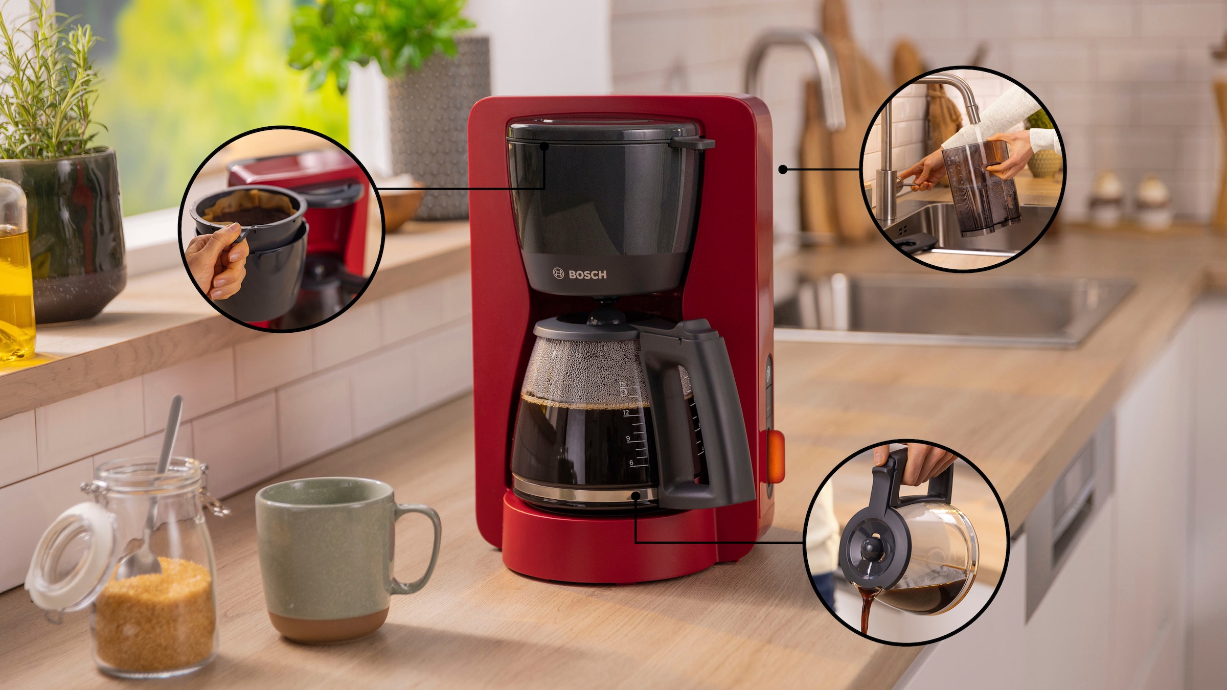 BOSCH Filterkaffeemaschine »MyMoment TKA3M134«, 1,25 l Kaffeekanne, Papierfilter, 1x4, 60min Warmhaltefunktion, Aroma intense, Entkalkungsprogramm, 1200 W