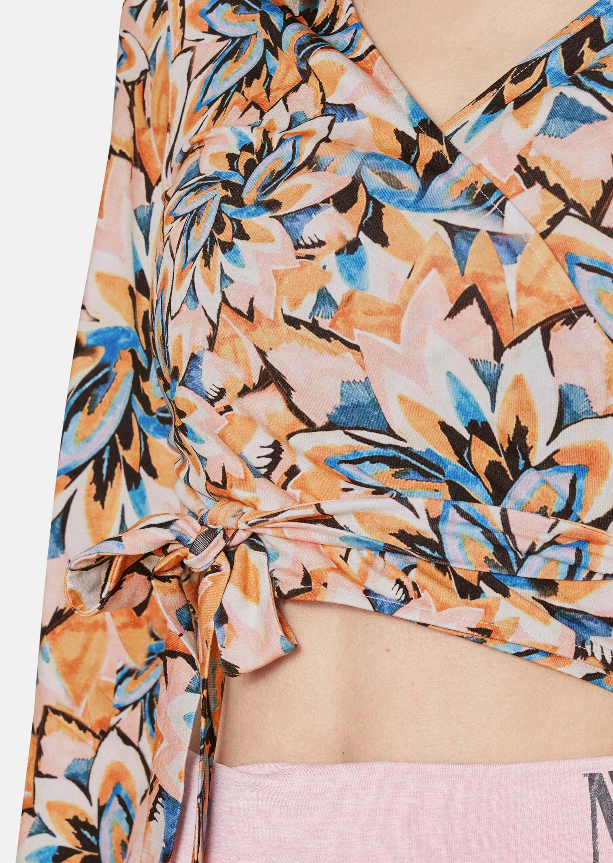MADELEINE 3/4-Arm-Shirt »Wickelshirt Wickelshirt mit floralem Unikat-Print«