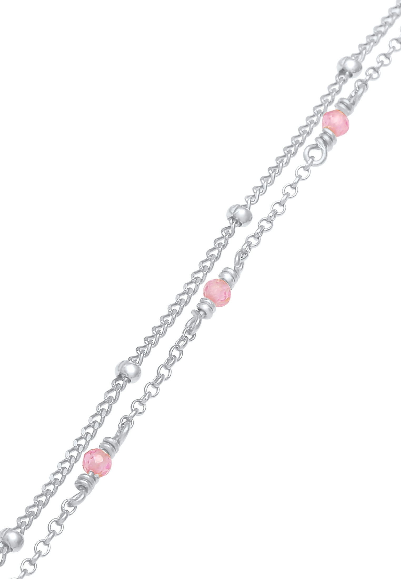 Elli Armkette »Armband Kugel Rosa Quarz Perlen Layer 925 Silber«