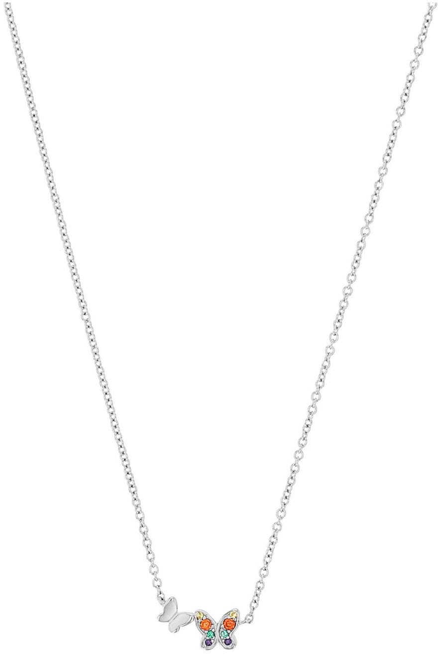 S.Oliver Junior Mädchen Kette mit Anhänger »Schmetterling« mit Zirkonia (synth.) in orange, Größe Länge: 40