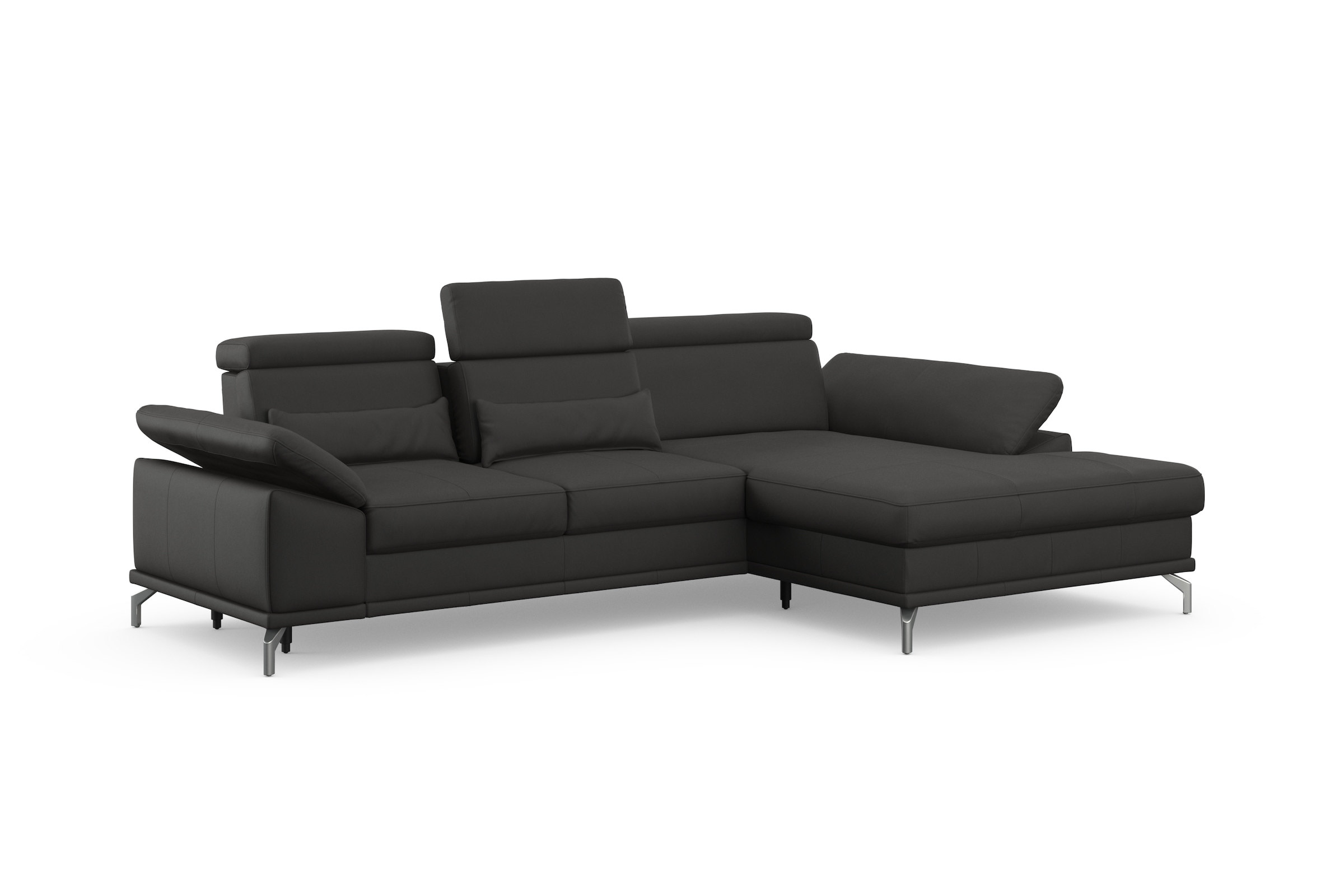 sit&more Ecksofa »Cabrio L-Form, B: 295 cm, mit Sitztiefen-, Arm- & Kopfteilverstellung« Leder, 2 Nierenkissen, Federkern, optional Schlaffunktion und Stauraum