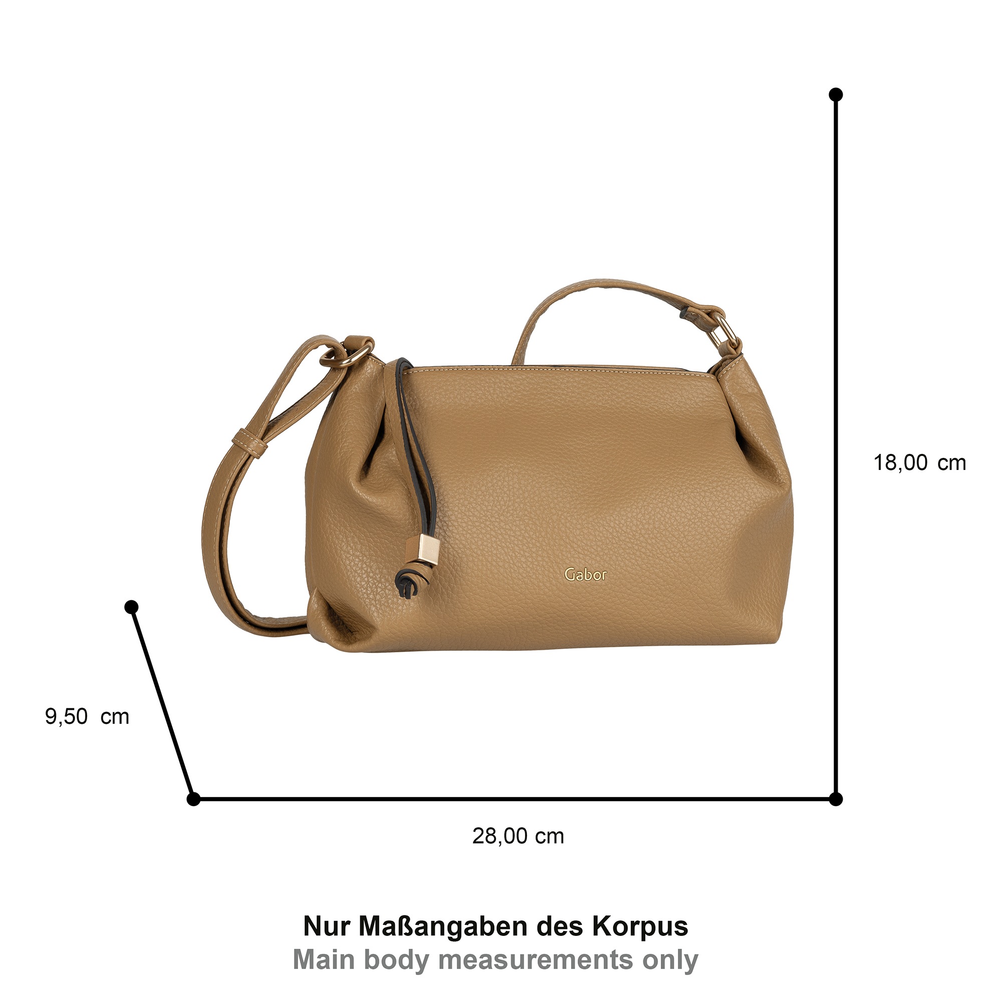 Gabor Umhängetasche »Telia«, dezente Falten, eleganter Reißverschlusszipper mit goldenem Zierkubus