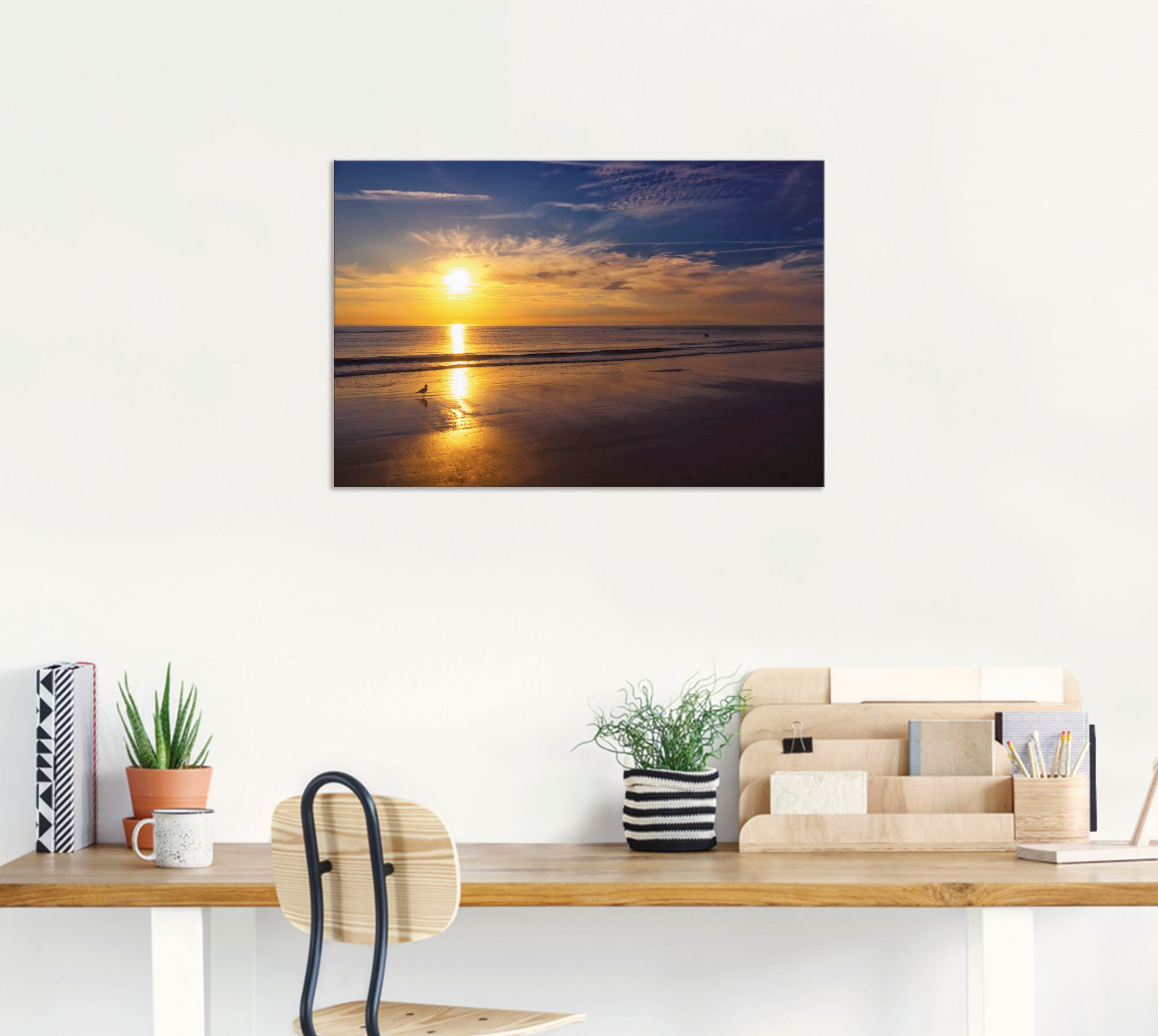 Artland Wandbild »Sonnenuntergang SPO«, Strand, (1 St.), als Alubild, Outdoorbild, Leinwandbild, Wandaufkleber, versch. Größen