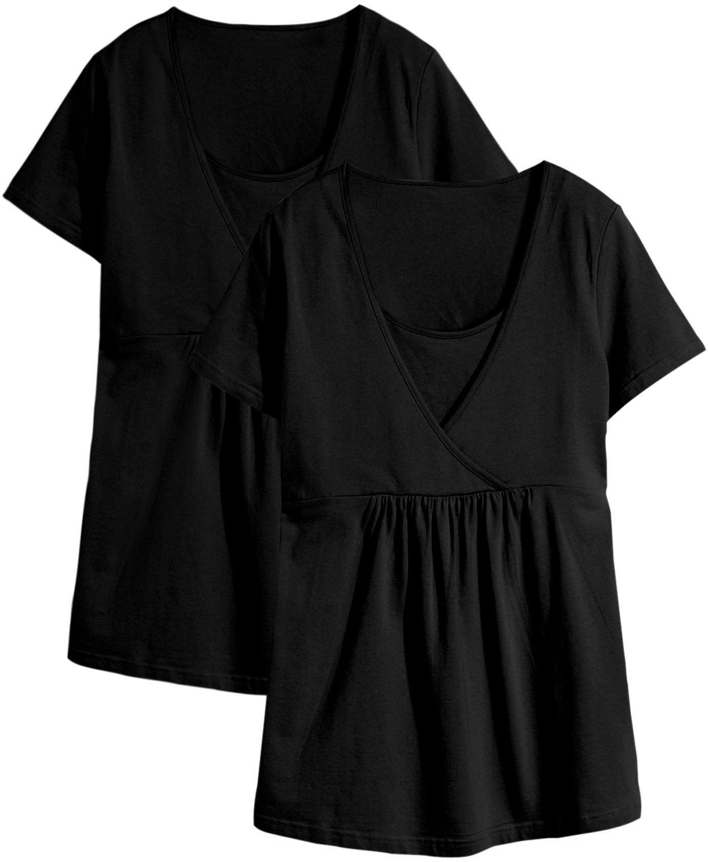 bonprix Stillshirt »2-in-1 Umstands- und Stillshirts (2er Pack?)« Packung, 2 Stk. figurumspielende Passform, mit Wickelschnitt