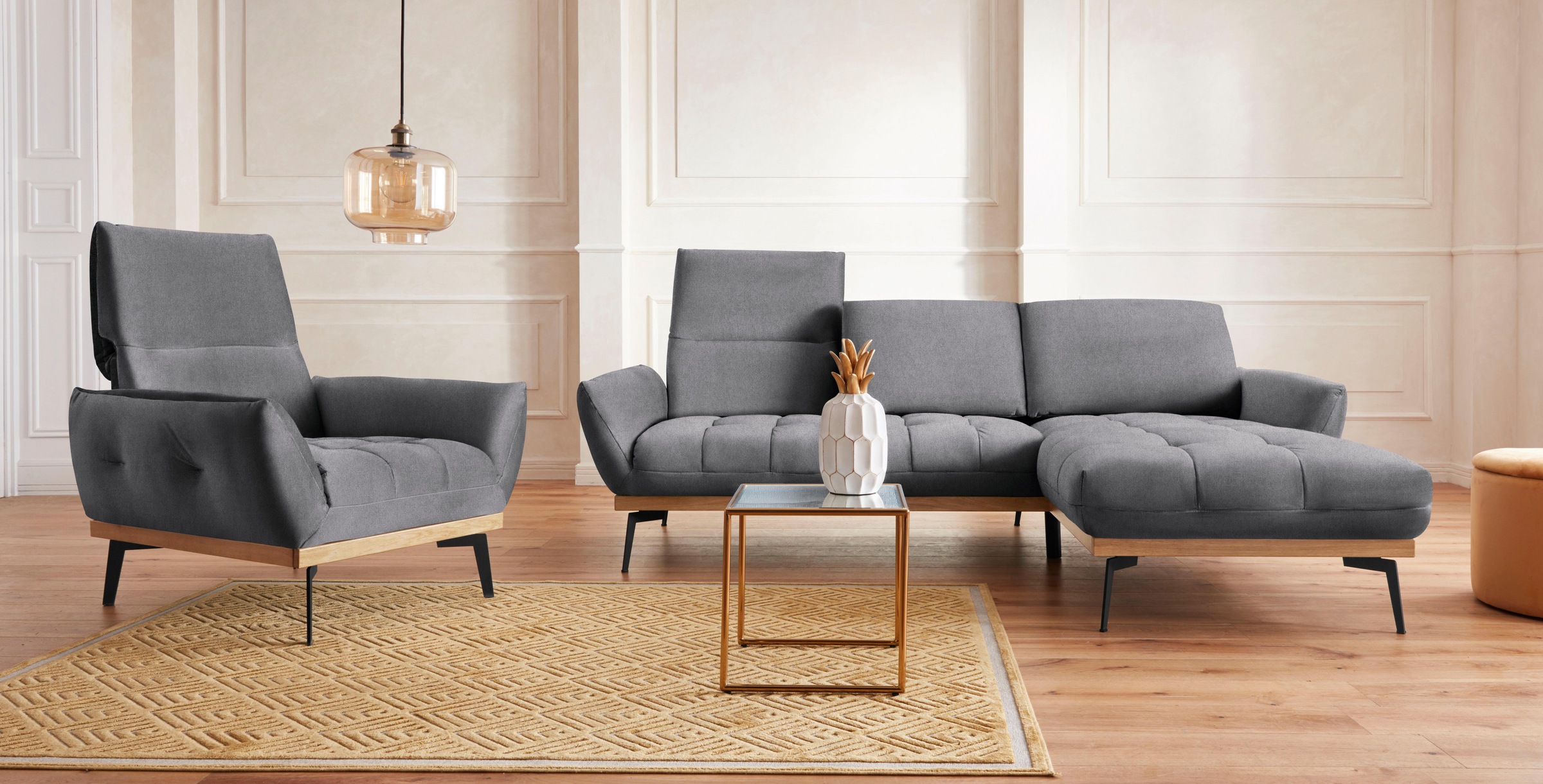 Guido Maria Kretschmer Home&Living Ecksofa »Palíc, inkl. Rückenverstellung, bequem, elegant, Breite 245cm, L-Form«
