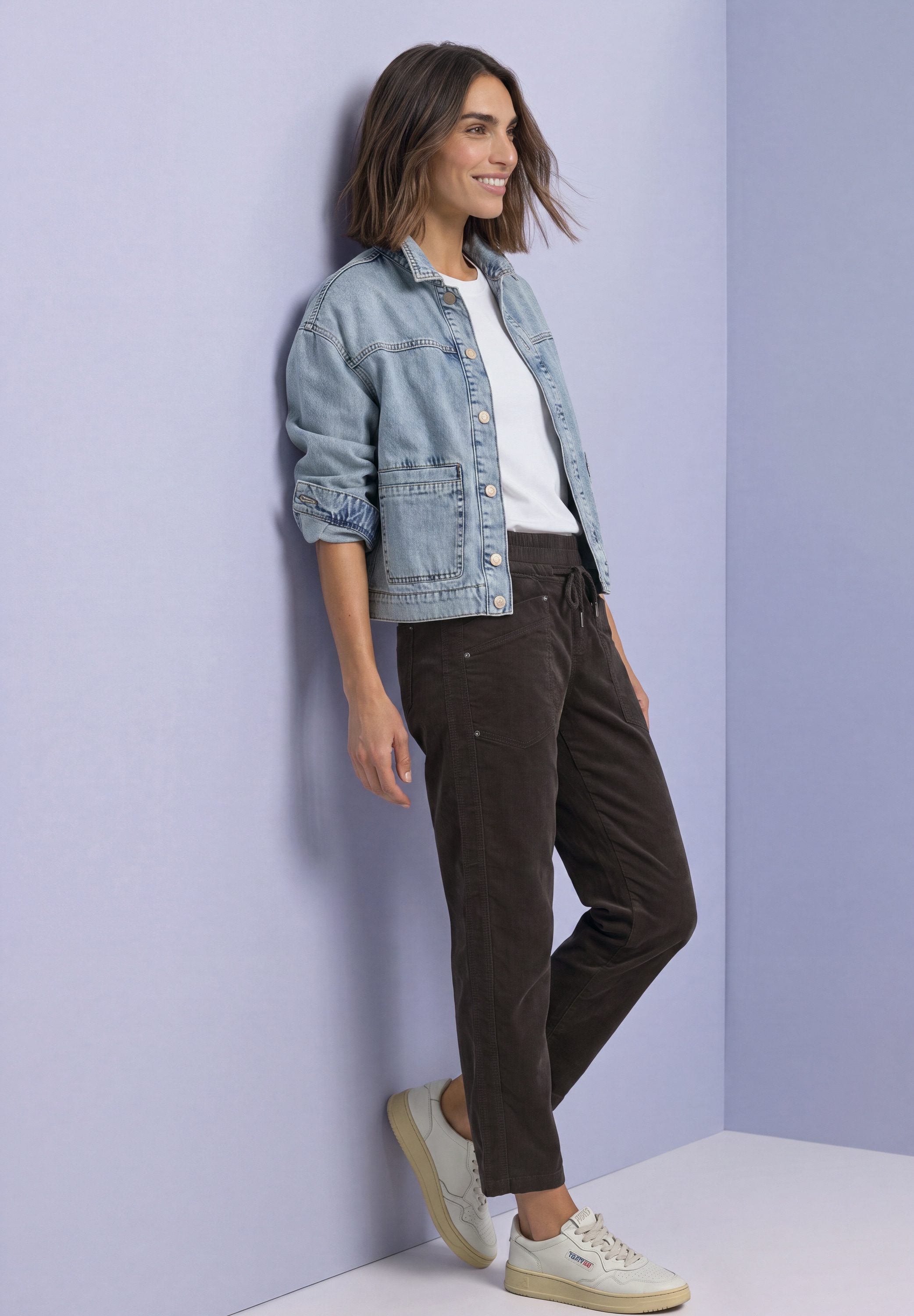 STREET ONE Cordhose  Loose Fit mit elastischem Bund, 7/8-Länge