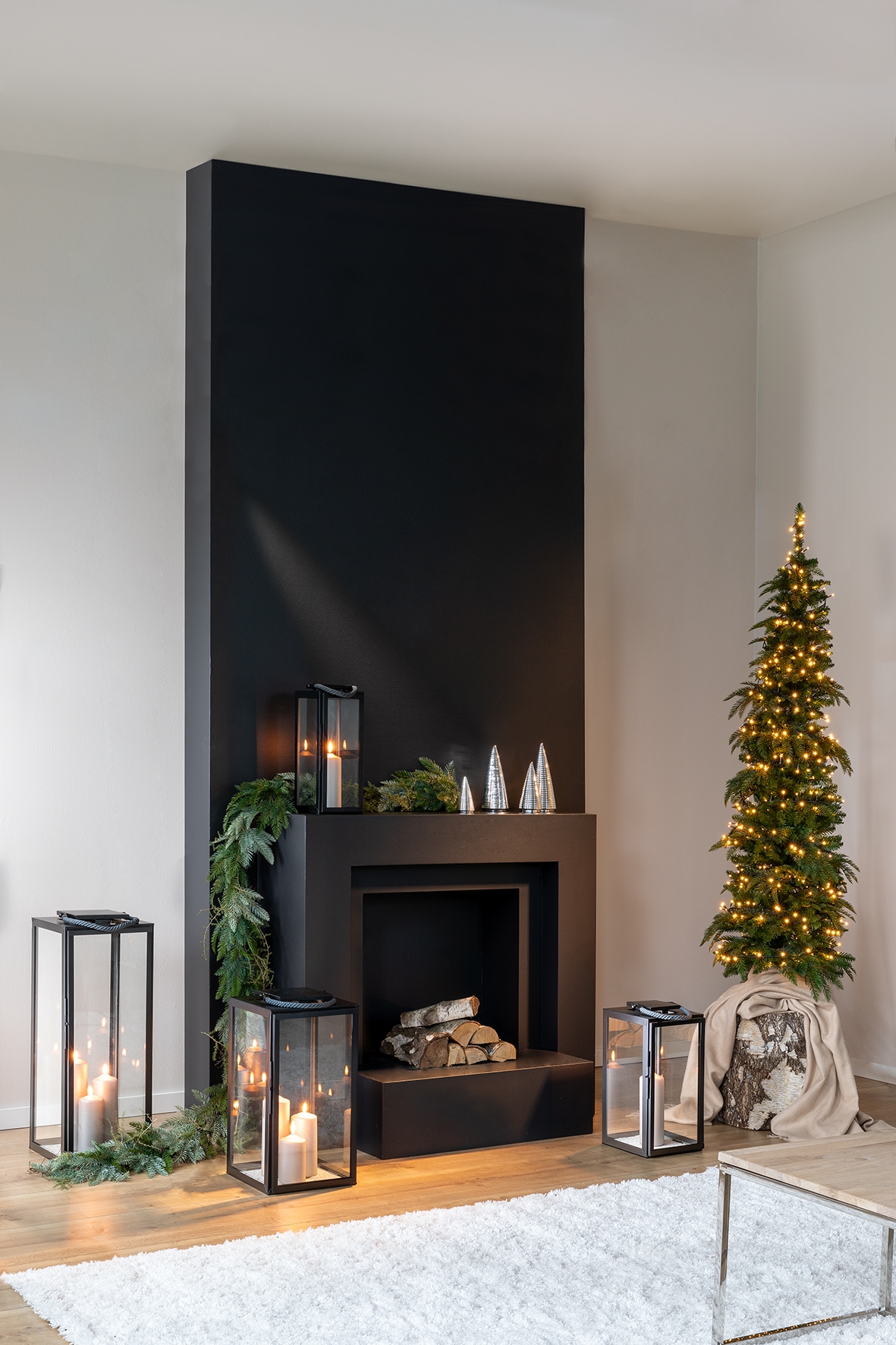 Fink Kerzenlaterne »SEVILLA« Kerzenhalter, schwarz pulverbeschichtet, mit grauer Nylonkordel