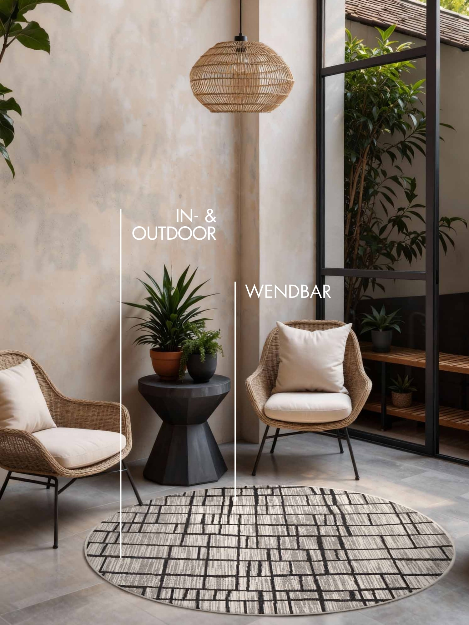 Ted Baker Teppich »Crouch« rund 8 mm Höhe Designteppich, Wetterfest, Pflegeleicht, Modern, Wohnzimmer, Terrasse