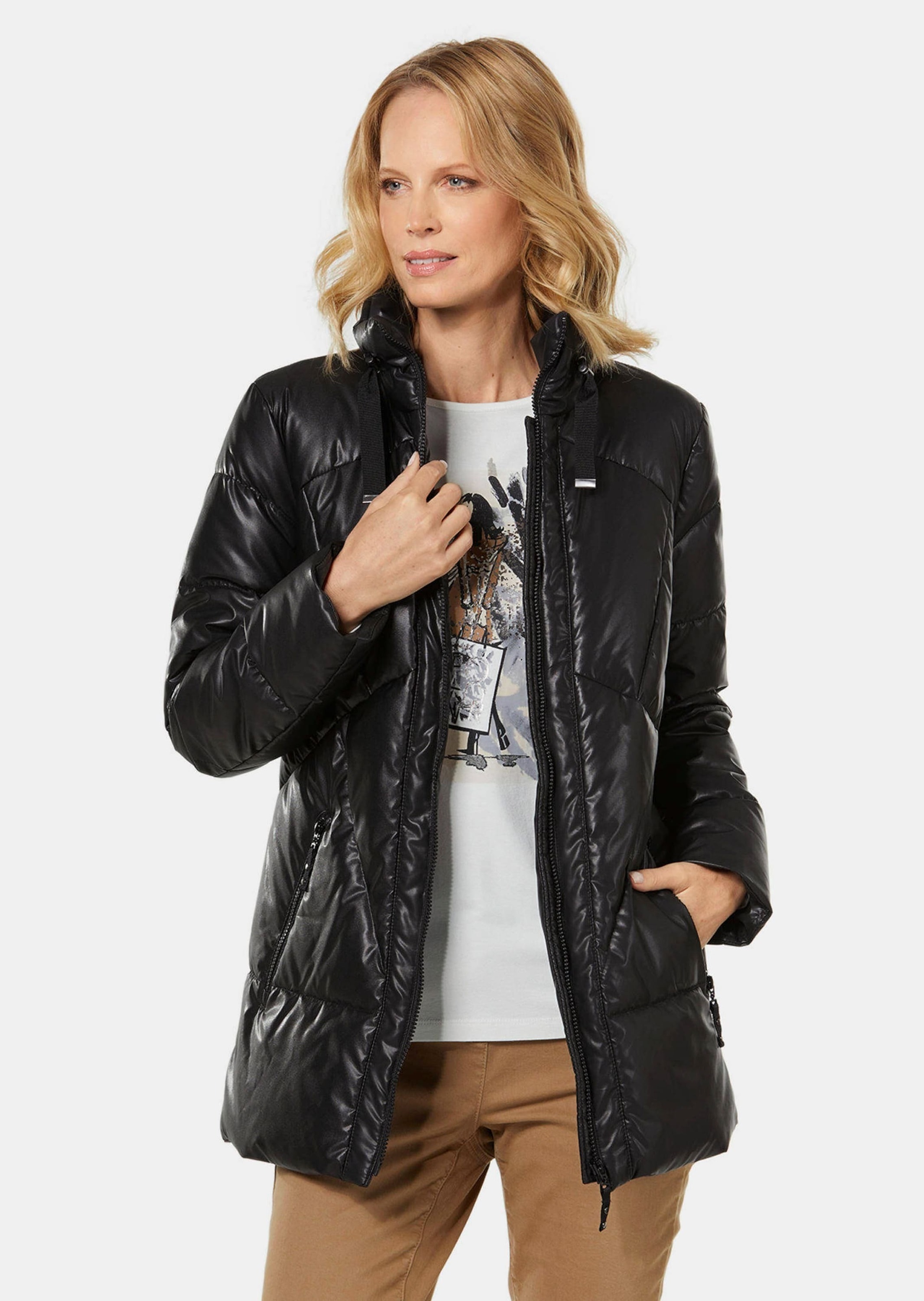 GOLDNER Kurzjacke »Steppjacke in Lederoptik«
