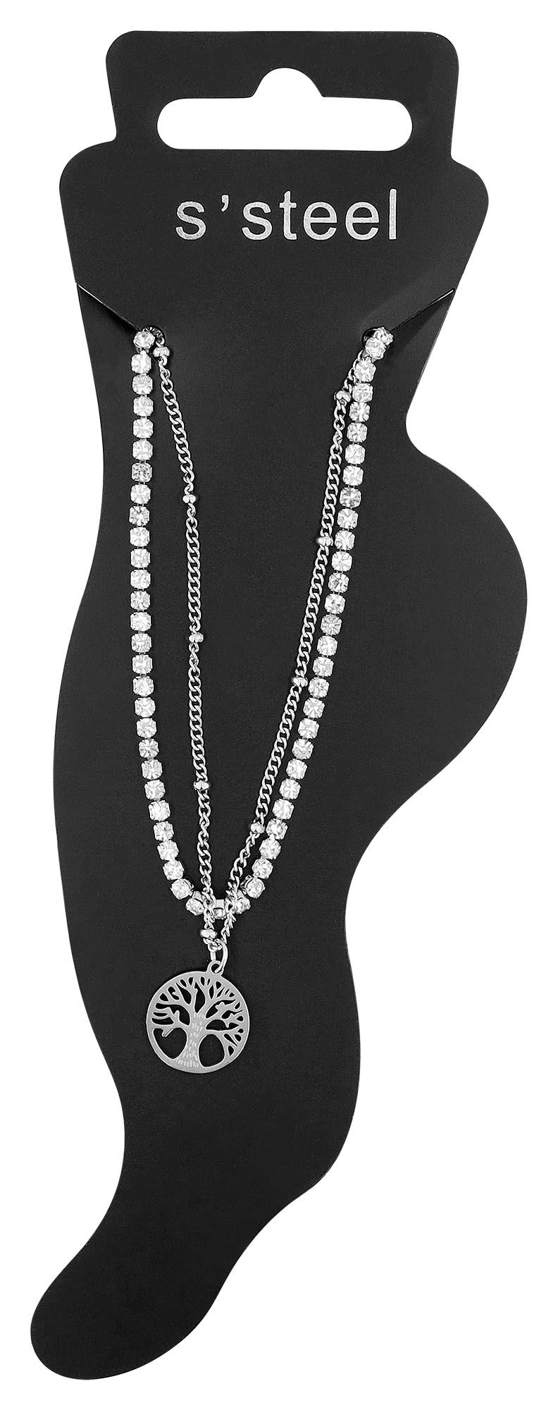 Adelia´s Armband »Damen Armband ¿ Lebensbaum aus Edelstahl mit Strass Steinchen 24+5 cm«