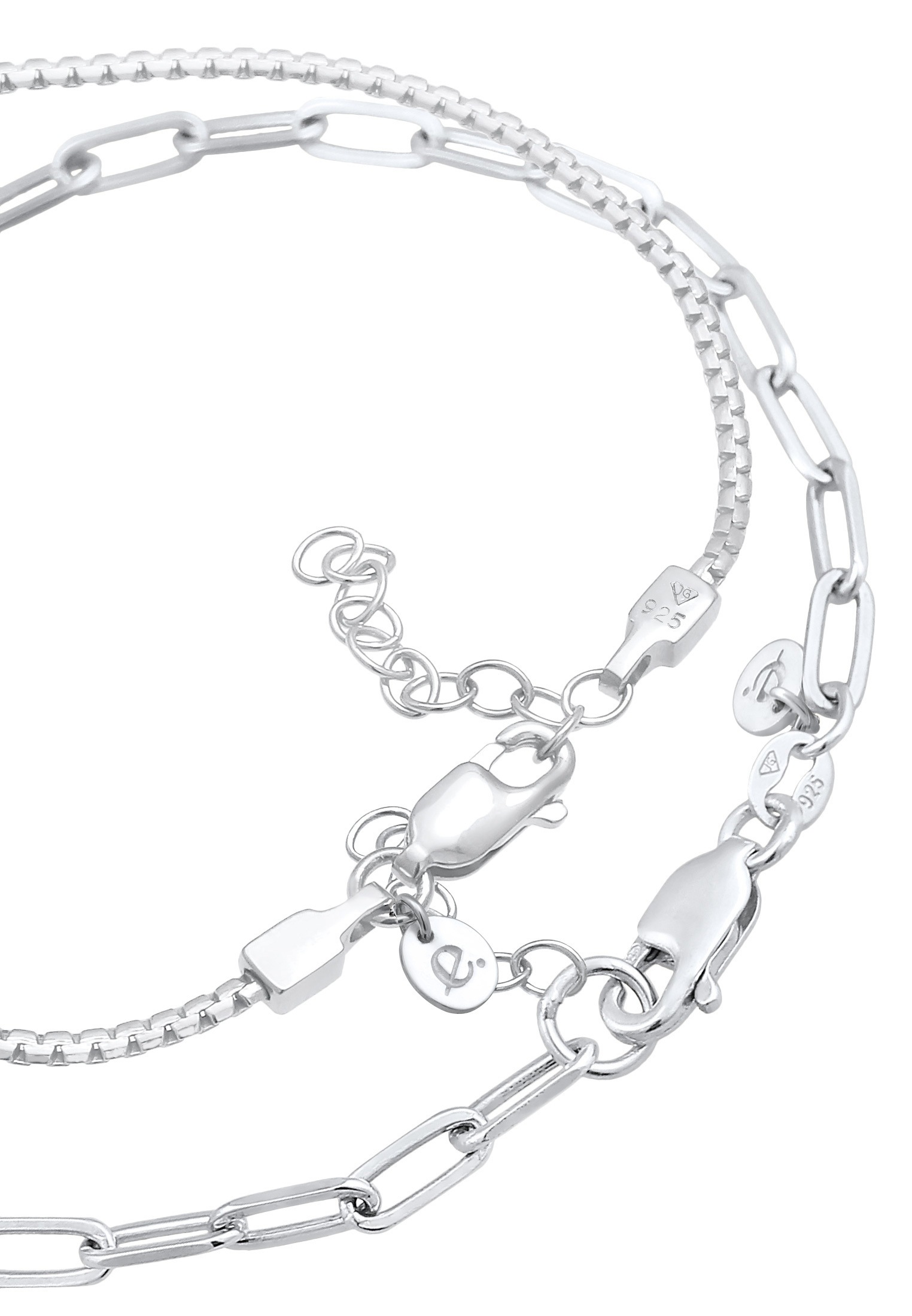 Elli Premium Armketten Set »Armband Glieder Grob Rund Oval Basic (2 tlg.) 925 Silber«