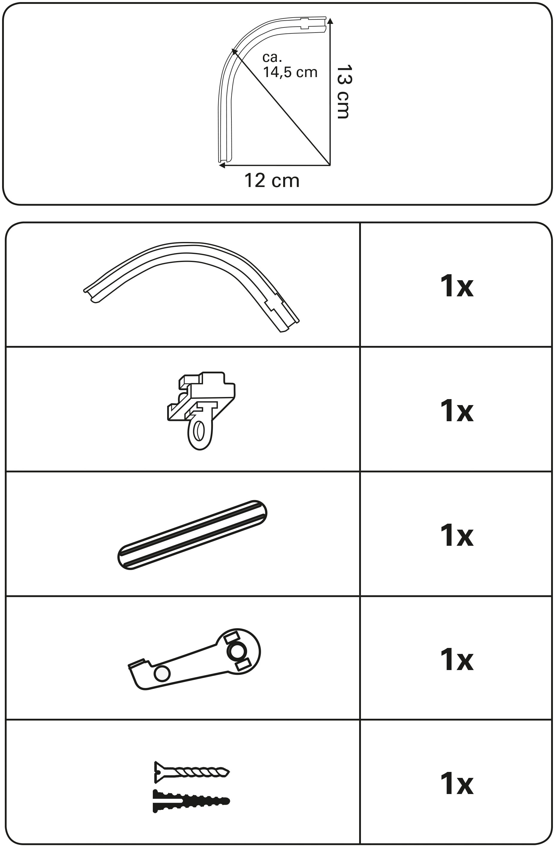 GARDINIA Gardinenschiene »Rundbogen«, 1 läufig-läufig, Fixmaß, für Aluminiumschiene 13 mm