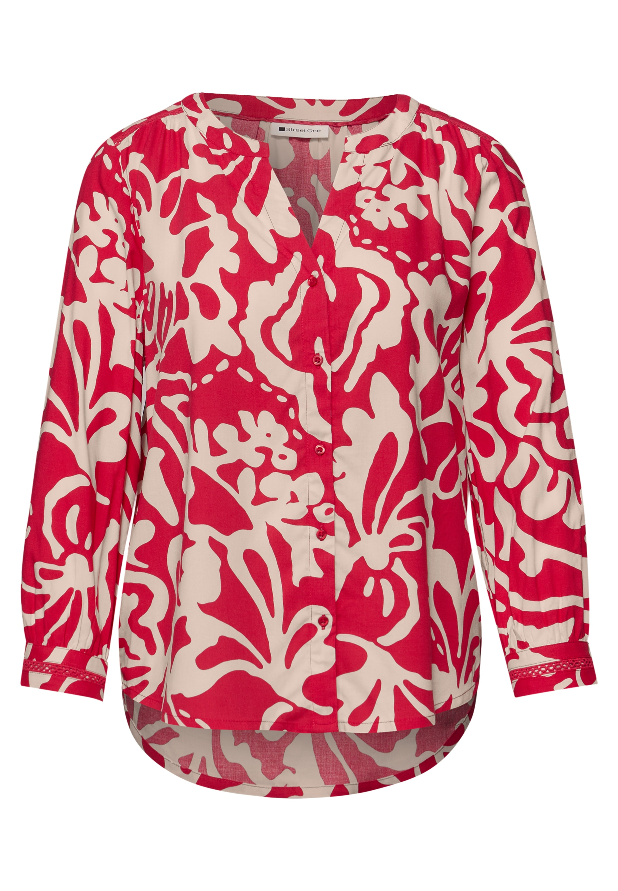 STREET ONE Druckbluse 3/4-Arm-Bluse mit floralem Muster und Tape-Details