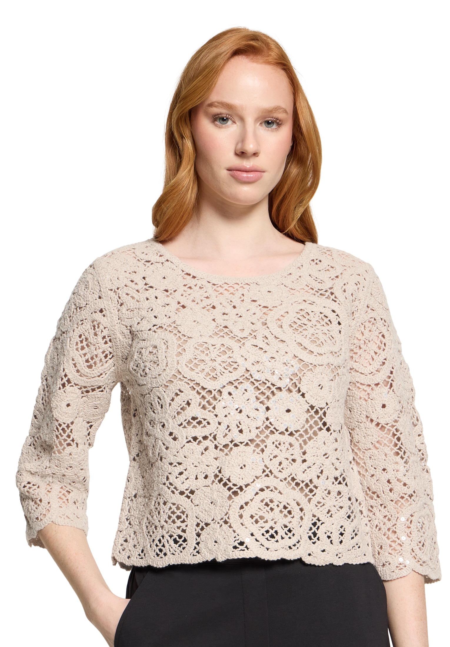 Betty Barclay Rundhalspullover »Lochstrick-Pullover mit U-Boot-Ausschnitt«