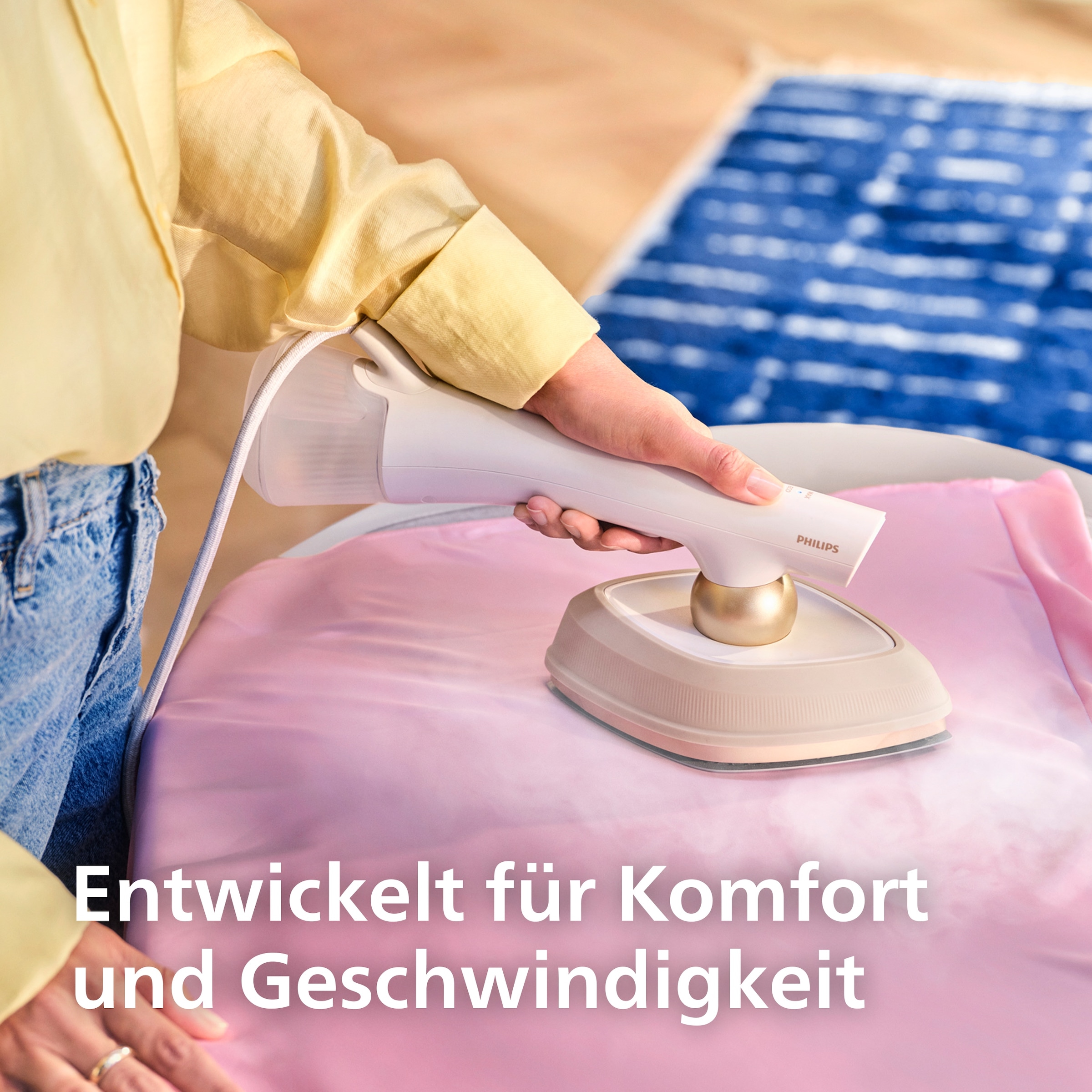 Philips Dampfbügeleisen »GC213/50 OneTurn 2-in-1 Bügeleisen & Steamer, StyleMat & Dock inkl.« 1800 W 1800 W, SteamGlide Plus, 200ml Wasserbehälter und 90 g Dampfstoß
