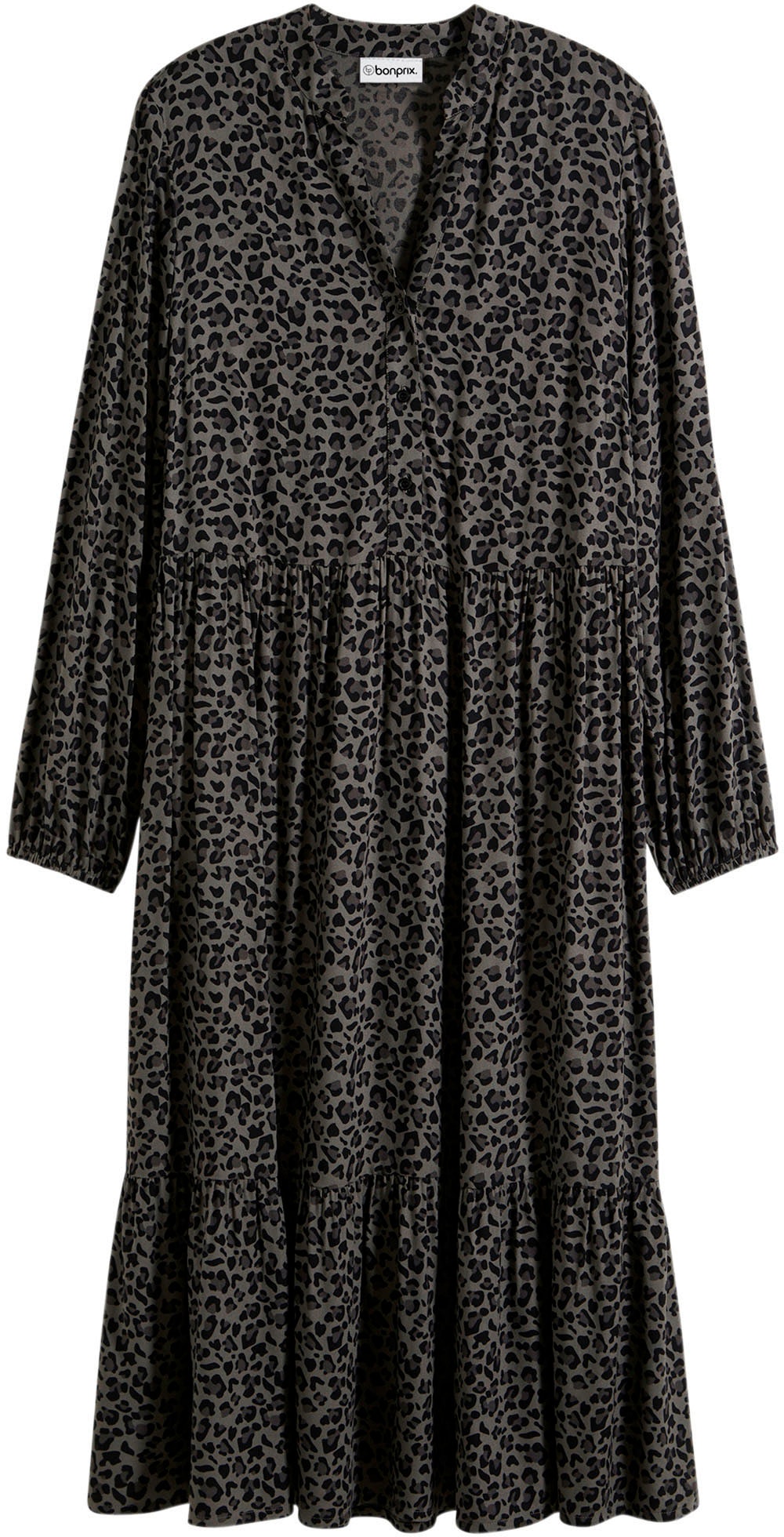 bonprix Midikleid »Midikleid aus Viskose« aus Viskose, A-Linie, mit Leomuster