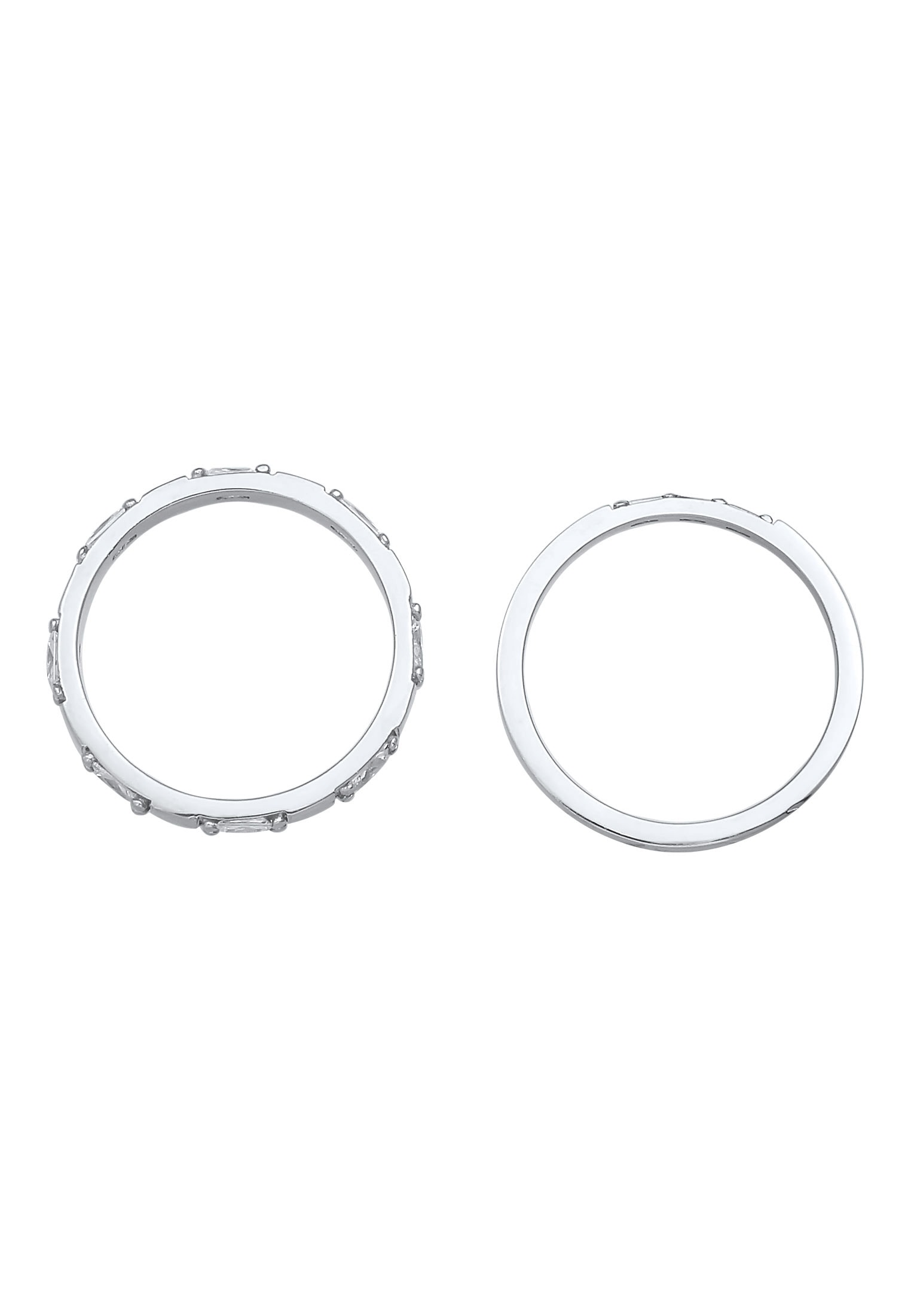 Elli Ring-Set »Ring Zirkonia Rechteck Bandring 2er Set 925 Silber«