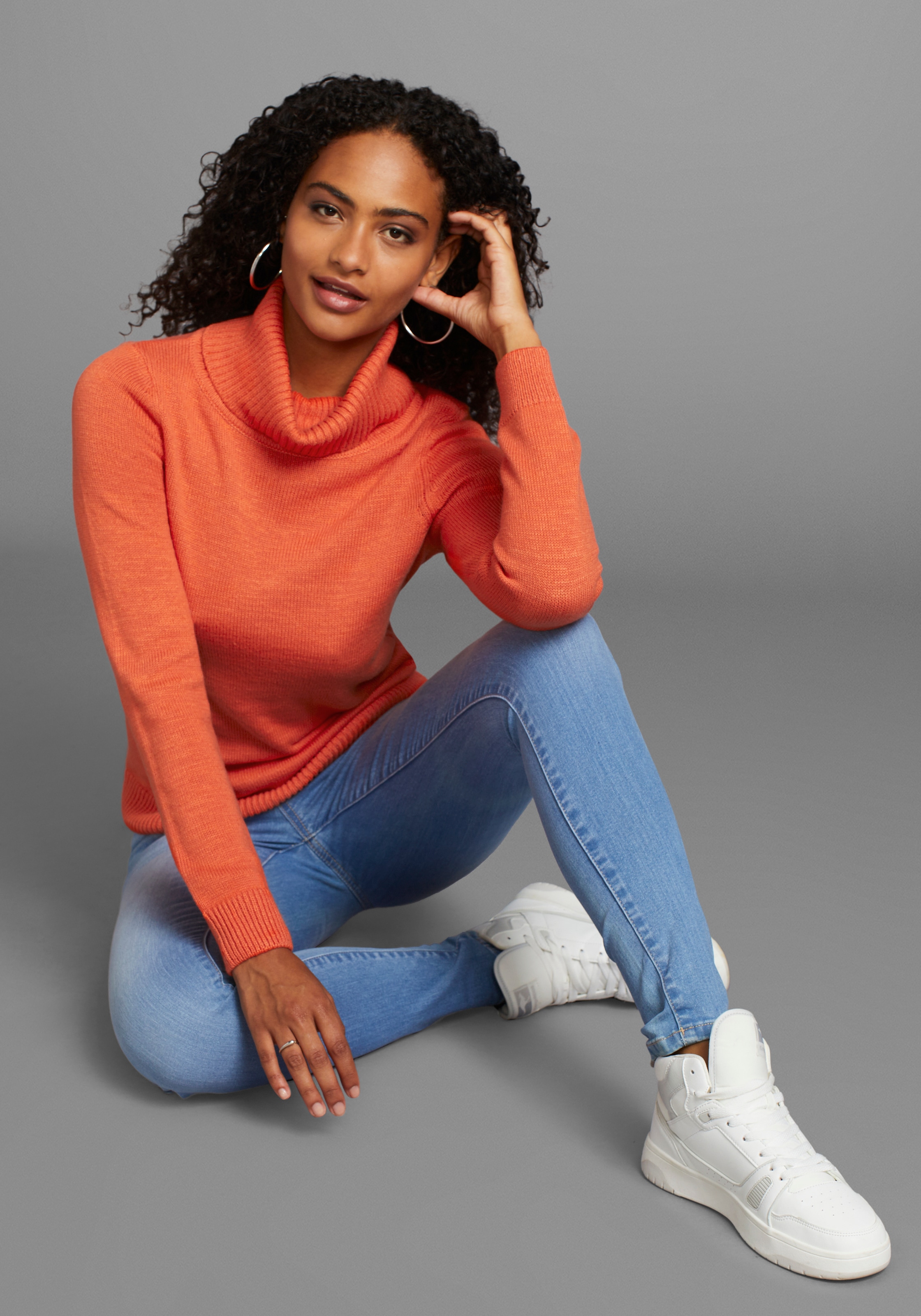 KangaROOS Rollkragenpullover mit Schalkragen, Langarm, Warm & Kuschelig