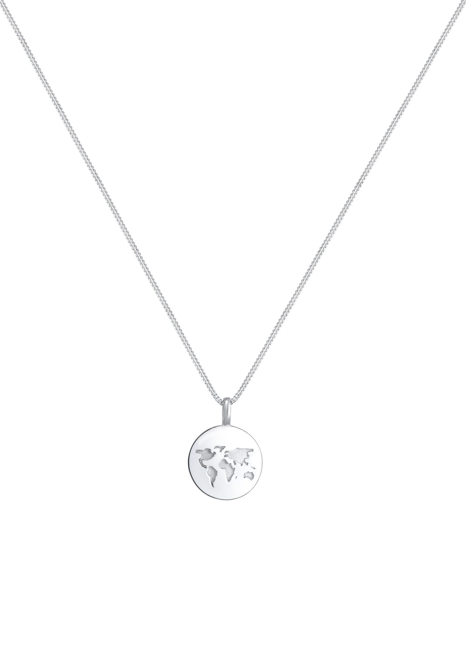 Elli Kette mit Anhänger »Halskette Weltkugel Anhänger Plättchen Rund 925 Silber«