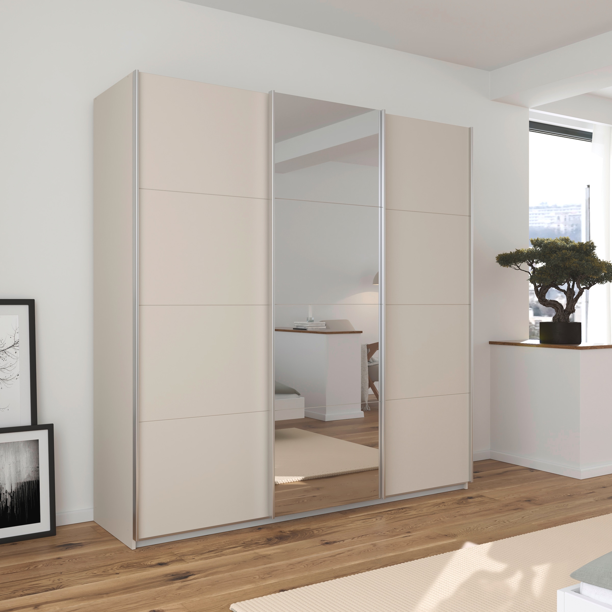 OTTO home Schwebetürenschrank »Kleiderschrank Schrank Schlafzimmerschrank Garderobe AGORDO« Breiten 203/271/315/360 cm in drei Griff-Farben - NEU: Farbe SCHWARZ,  Top Innenausstattung, in 4 Breiten und 2 Höhen MADE IN GERMANY