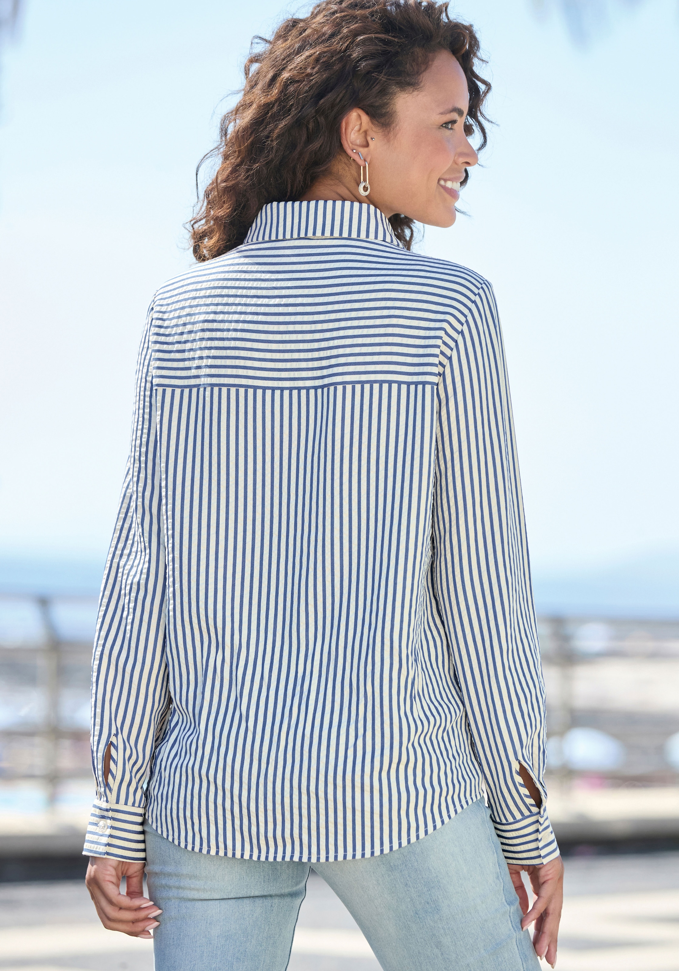 Vivance Hemdbluse mit Streifenmuster, bügelfreie Qualität