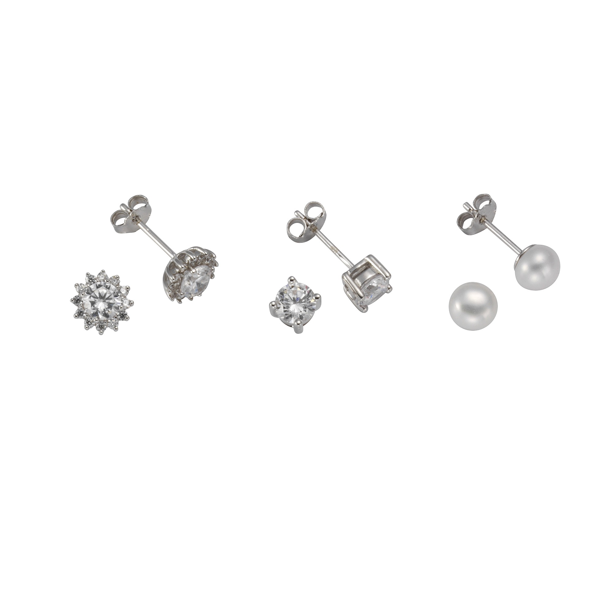 Vivance Paar Ohrstecker »925/- Sterling Silber 3er Set Zirkonia Perle«