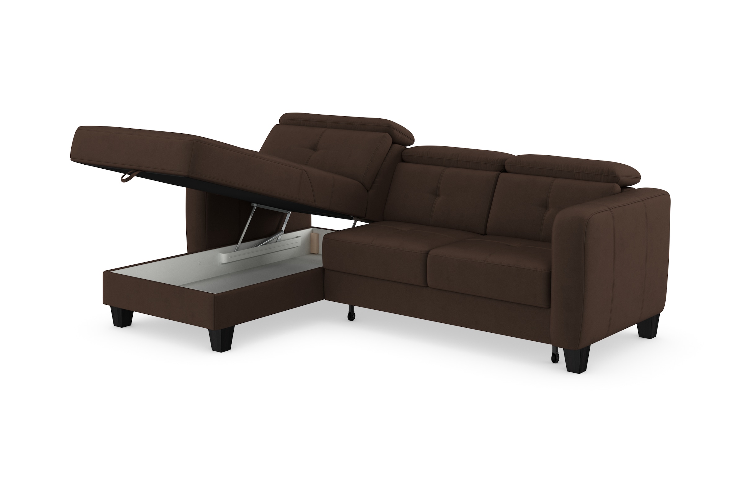 sit&more Ecksofa »Belluci L-Form«, inklusive Federkern, wahlweise mit Bettfunktion und Bettkasten