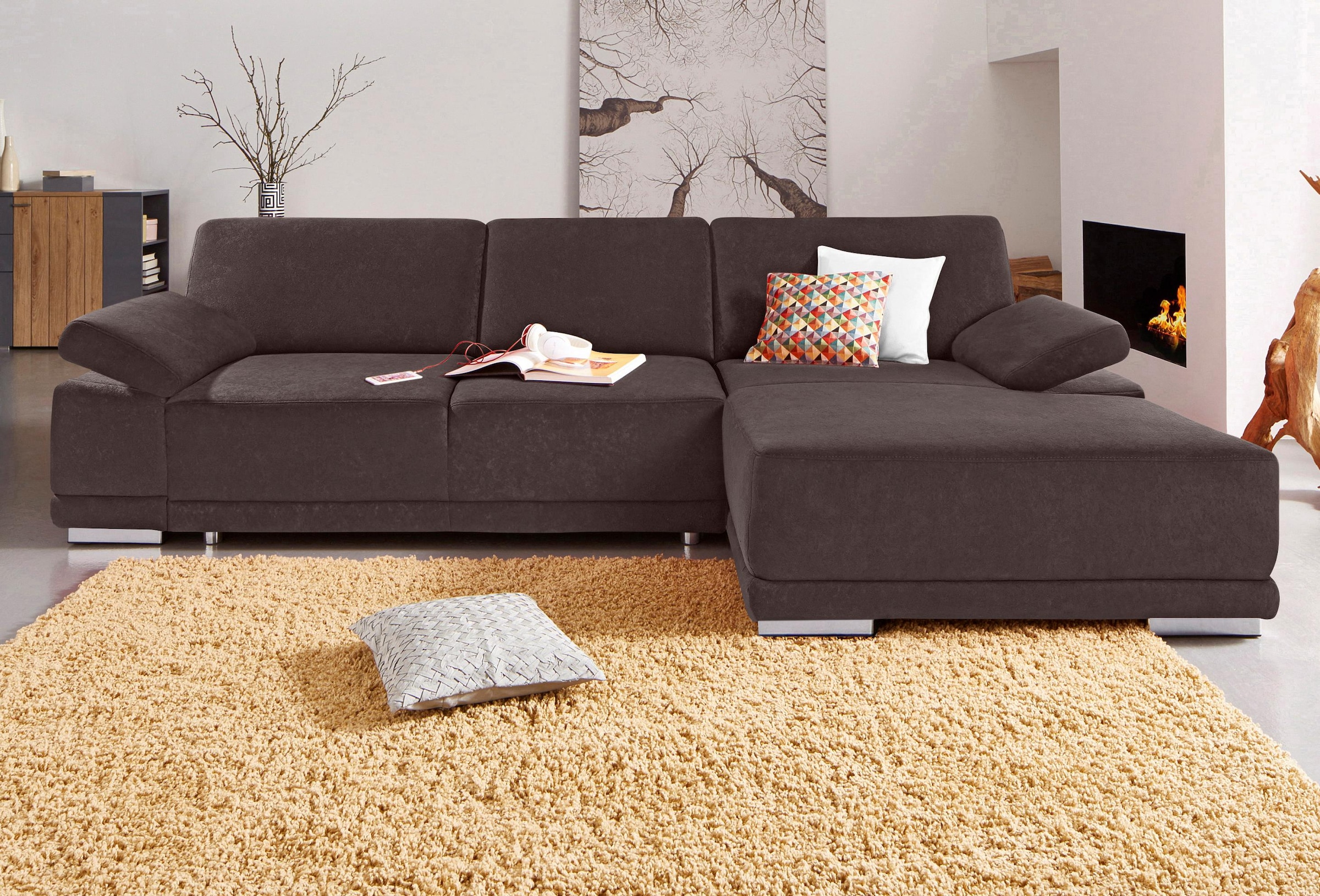 sit&more Ecksofa »Coria L-Form« mit XL-Recamiere, wahlweise mit Bettfunktion