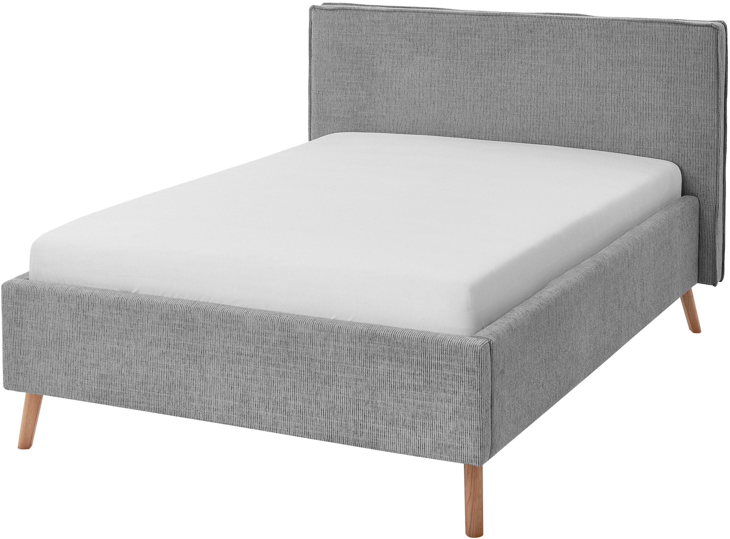 meise.möbel Polsterbett »Riva« mit eichefarbigen Holzfüßen, wahlweise mit Bettkasten und Lattenrost