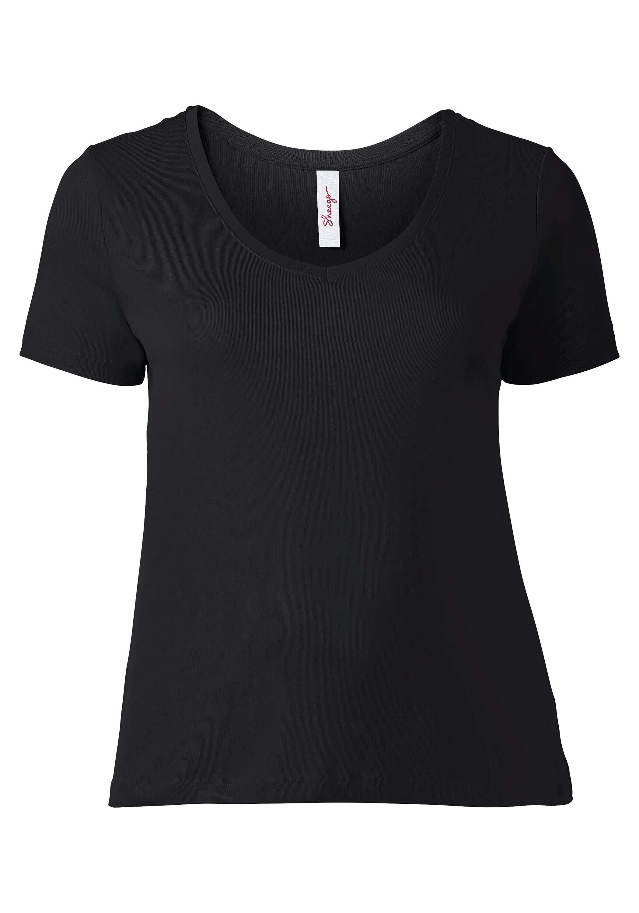 Sheego T-Shirt »T-Shirt aus fein gerippter Qualität«