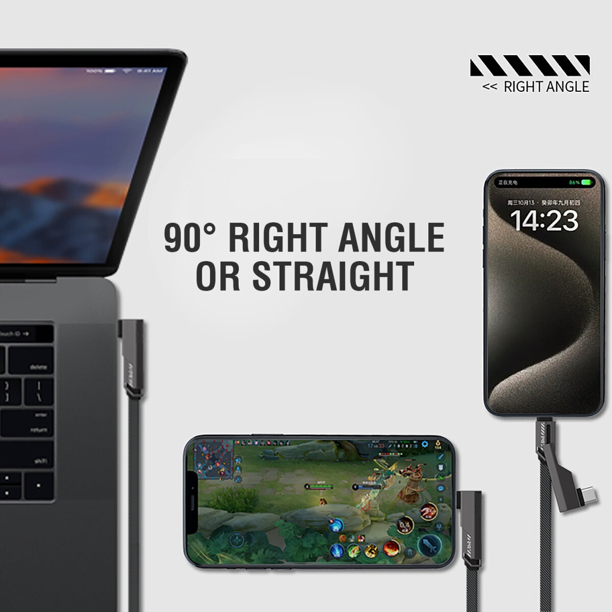 4smarts USB-Kabel »USB-C Kabel ComboCord Flat Right Angle 240W 1,5m«, USB-C, 150,00 cm