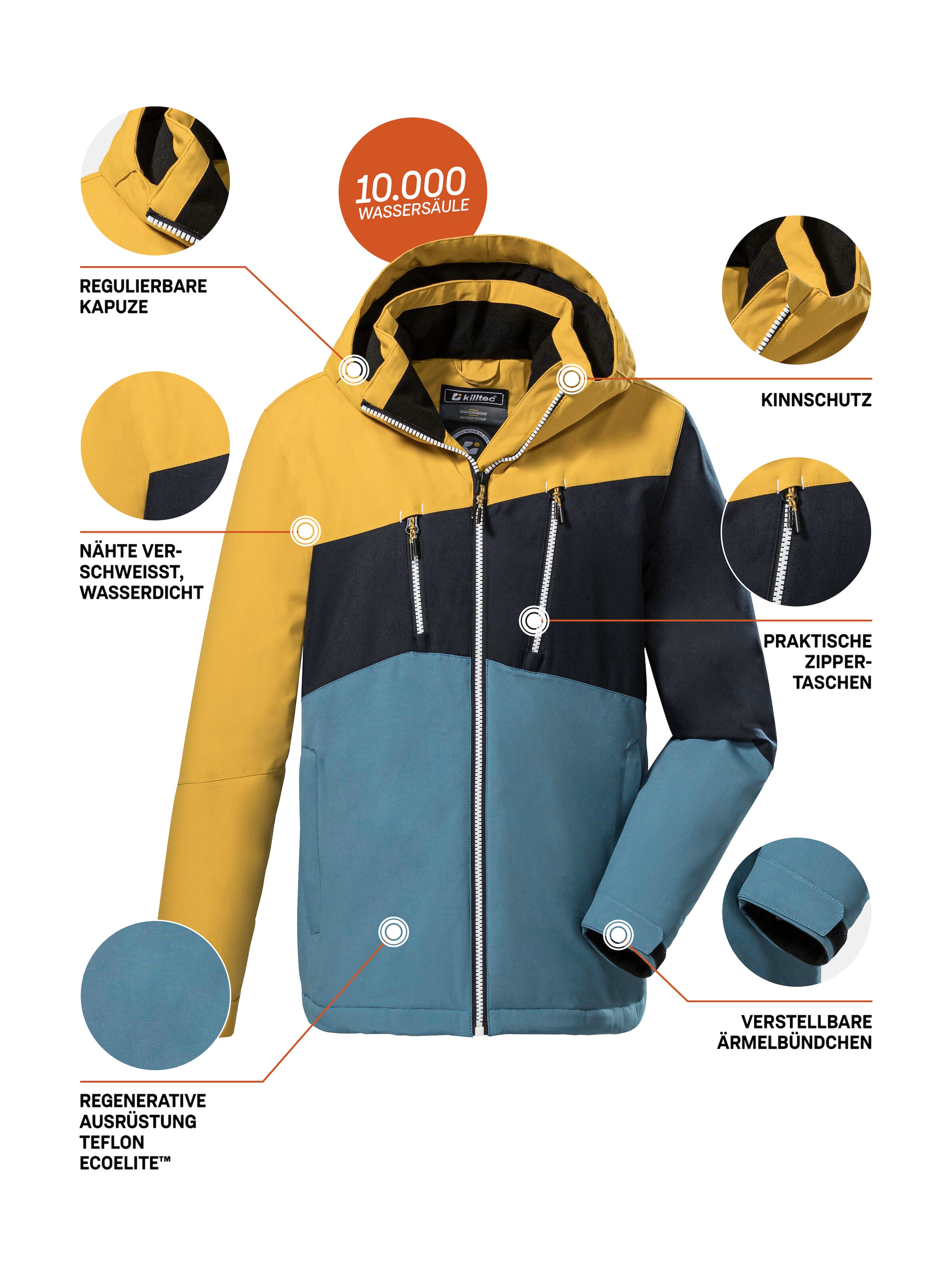 Killtec Outdoorjacke »KOW 204 BYS JCKT« Wasserdichte, atmungsaktive Winterjacke mit verstellbarer Kapuze